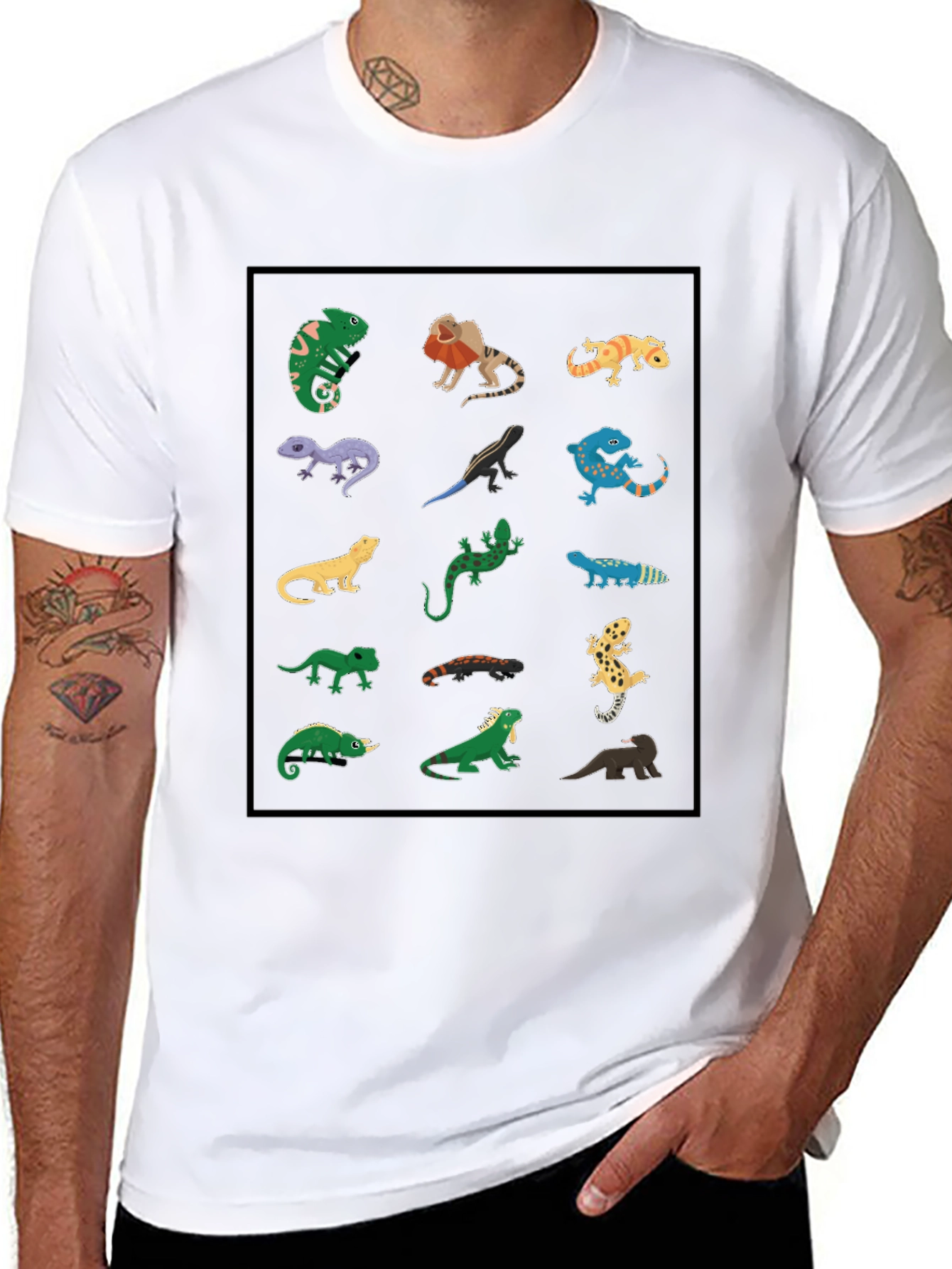 Lizard Variety Graphic Tee - Cool Reptile Print Shirt