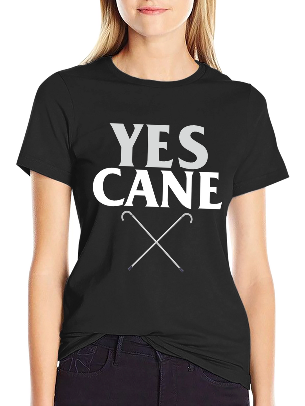 Yes Cane T-Shirt - Novelty Walking Stick Tee