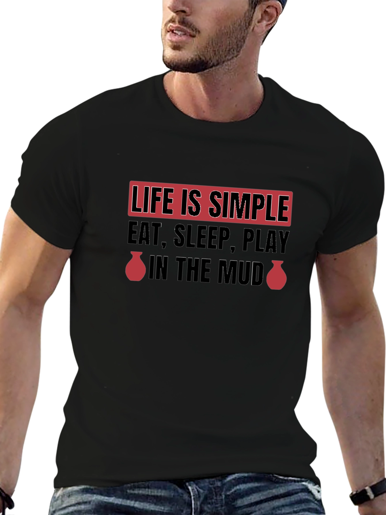Life is Simple Black Graphic T-Shirt