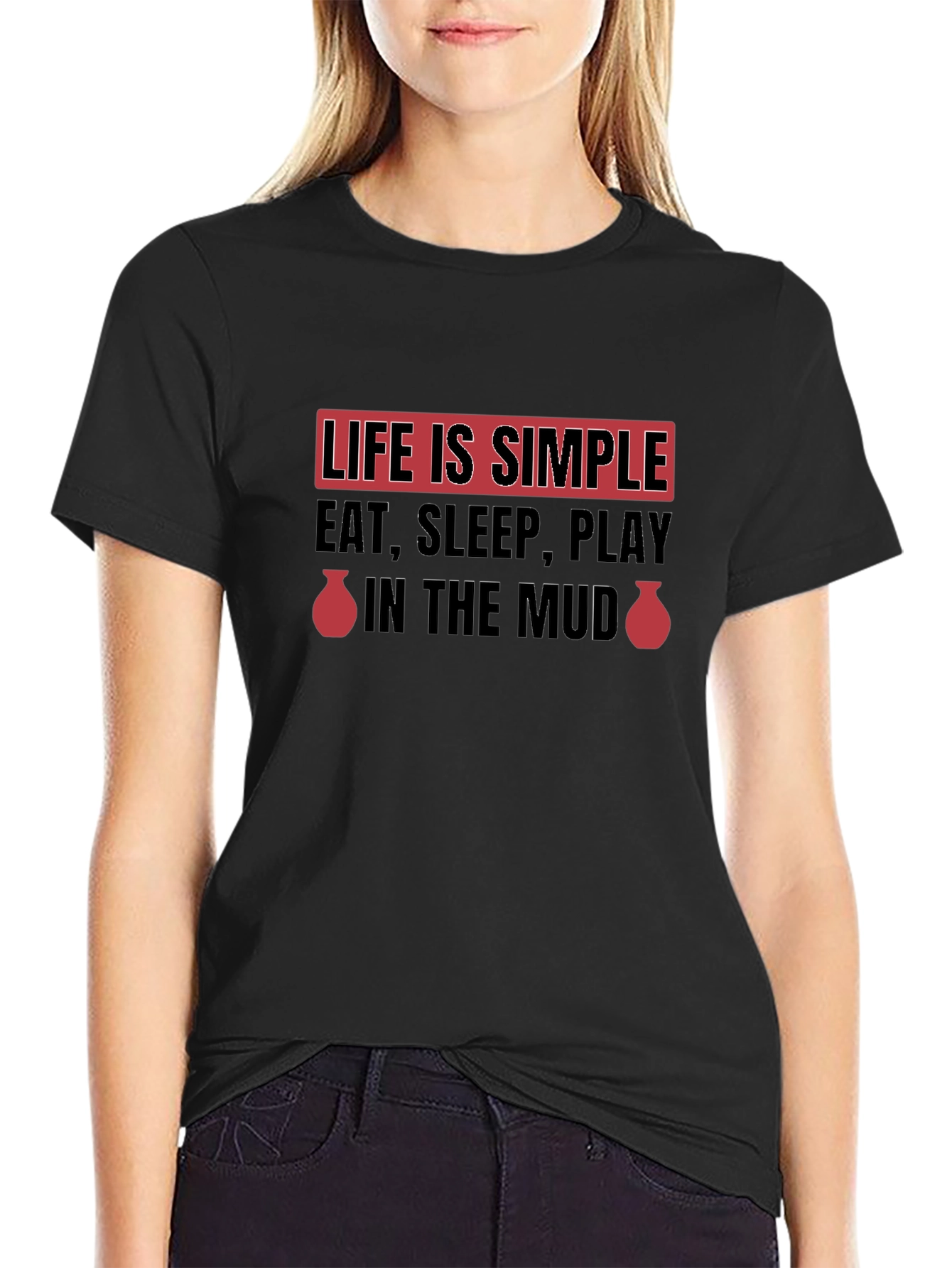 Life is Simple Black Graphic T-Shirt