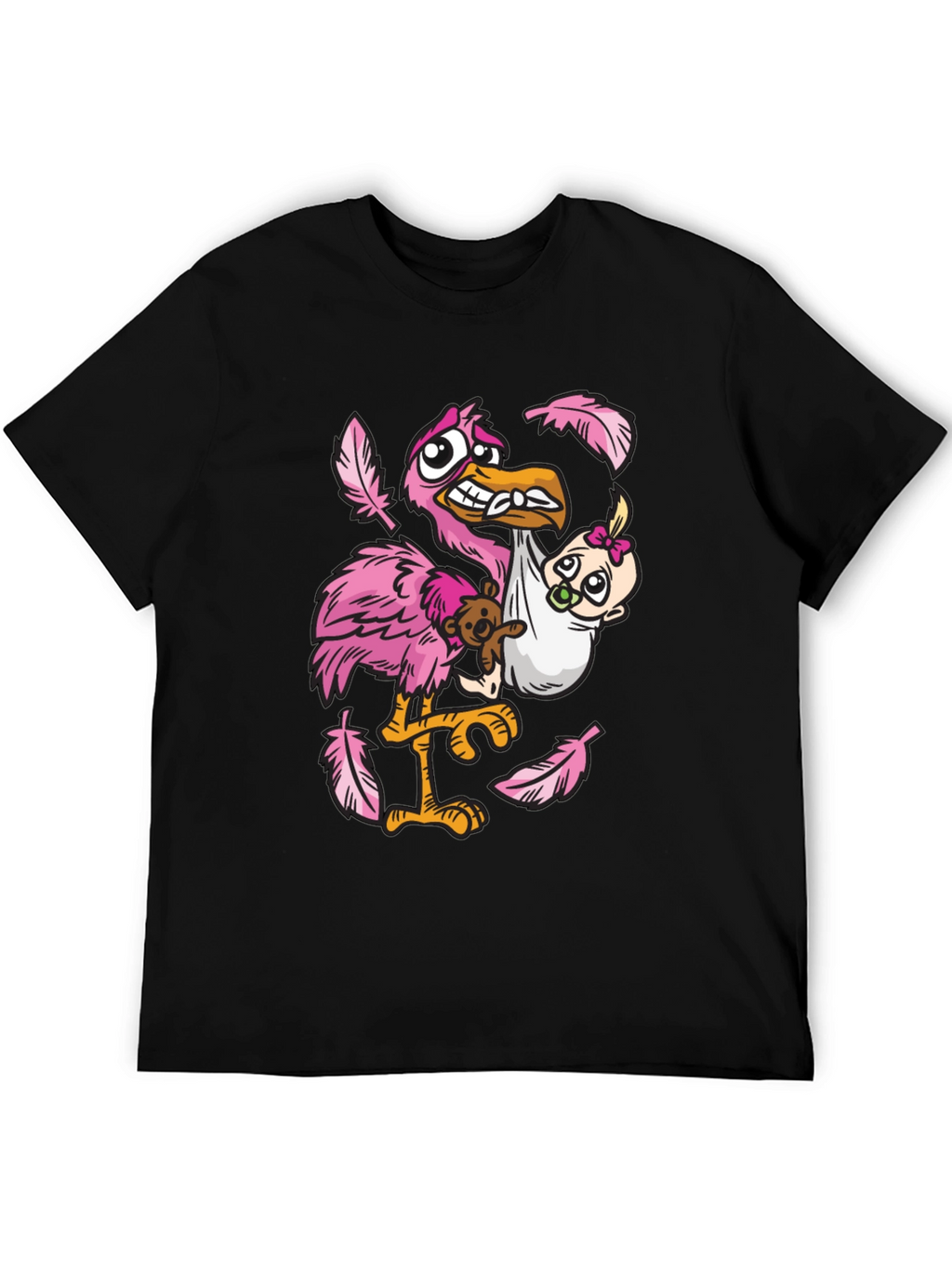 Stork Carrying Baby Graphic T-Shirt