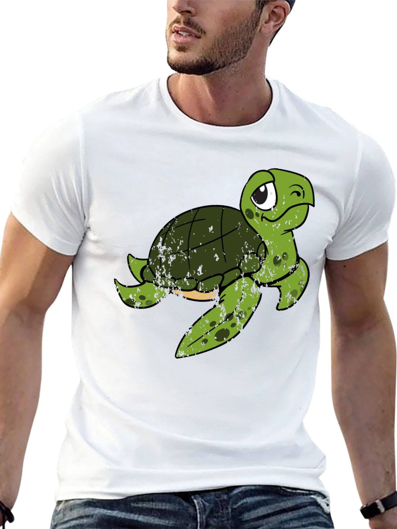 Cute Turtle Graphic T-Shirt - Black