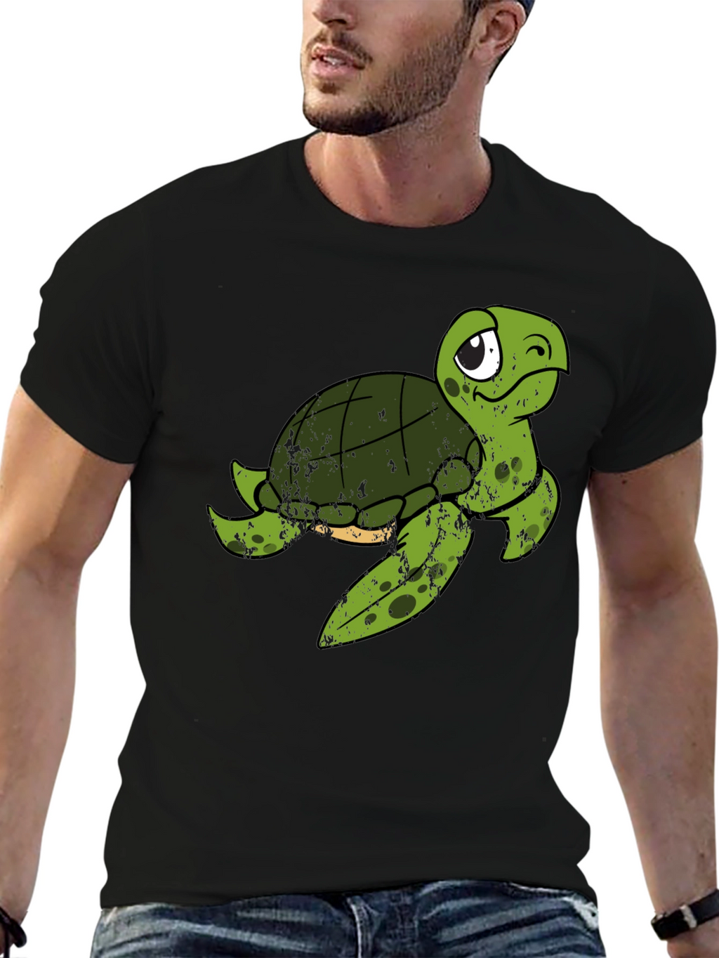Cute Turtle Graphic T-Shirt - Black