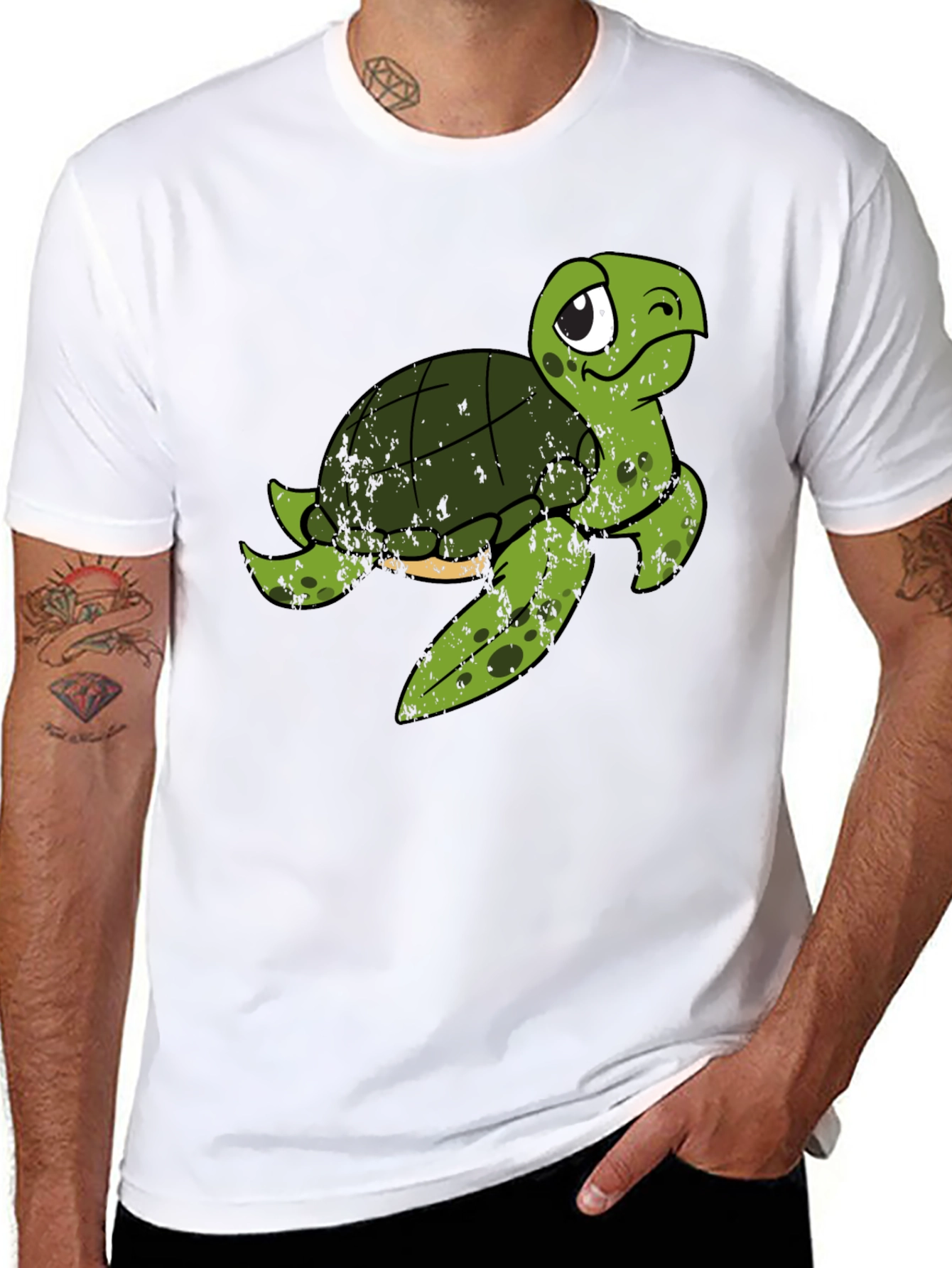 Cute Turtle Graphic T-Shirt - Black