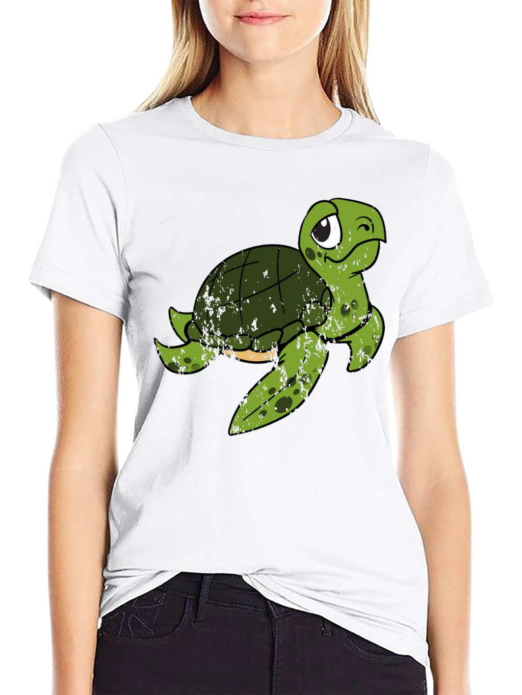 Cute Turtle Graphic T-Shirt - Black