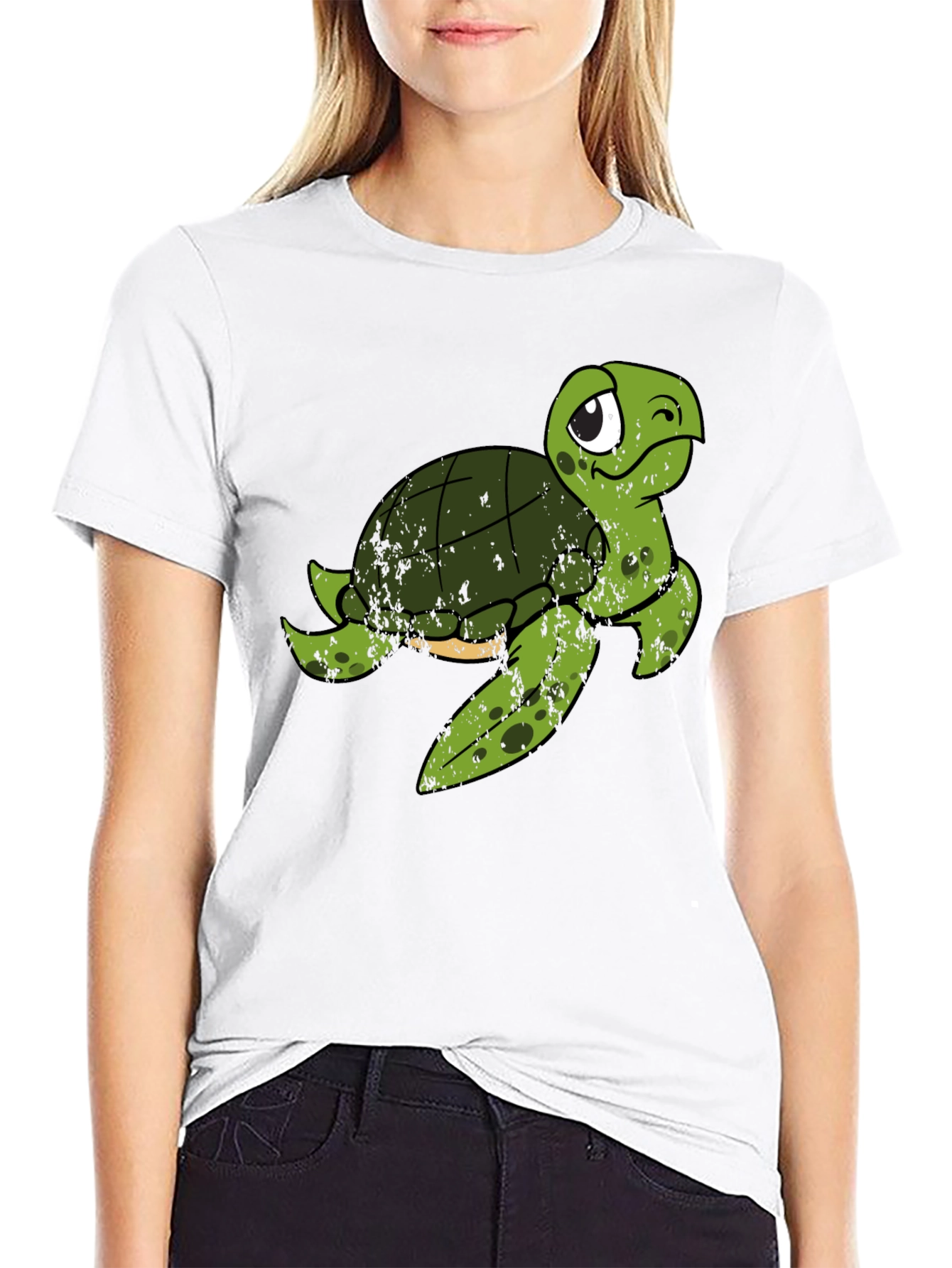Cute Turtle Graphic T-Shirt - Black
