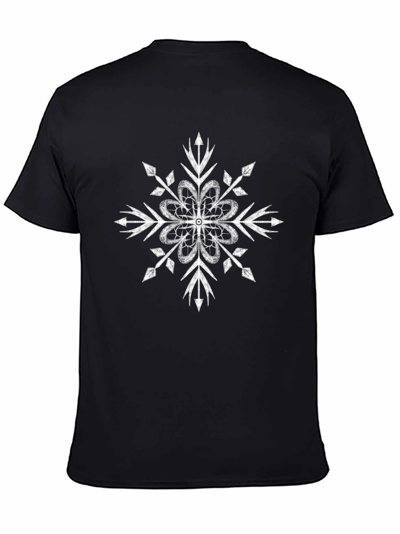Abstract Snowflake Graphic Tee - Black Cotton Blend