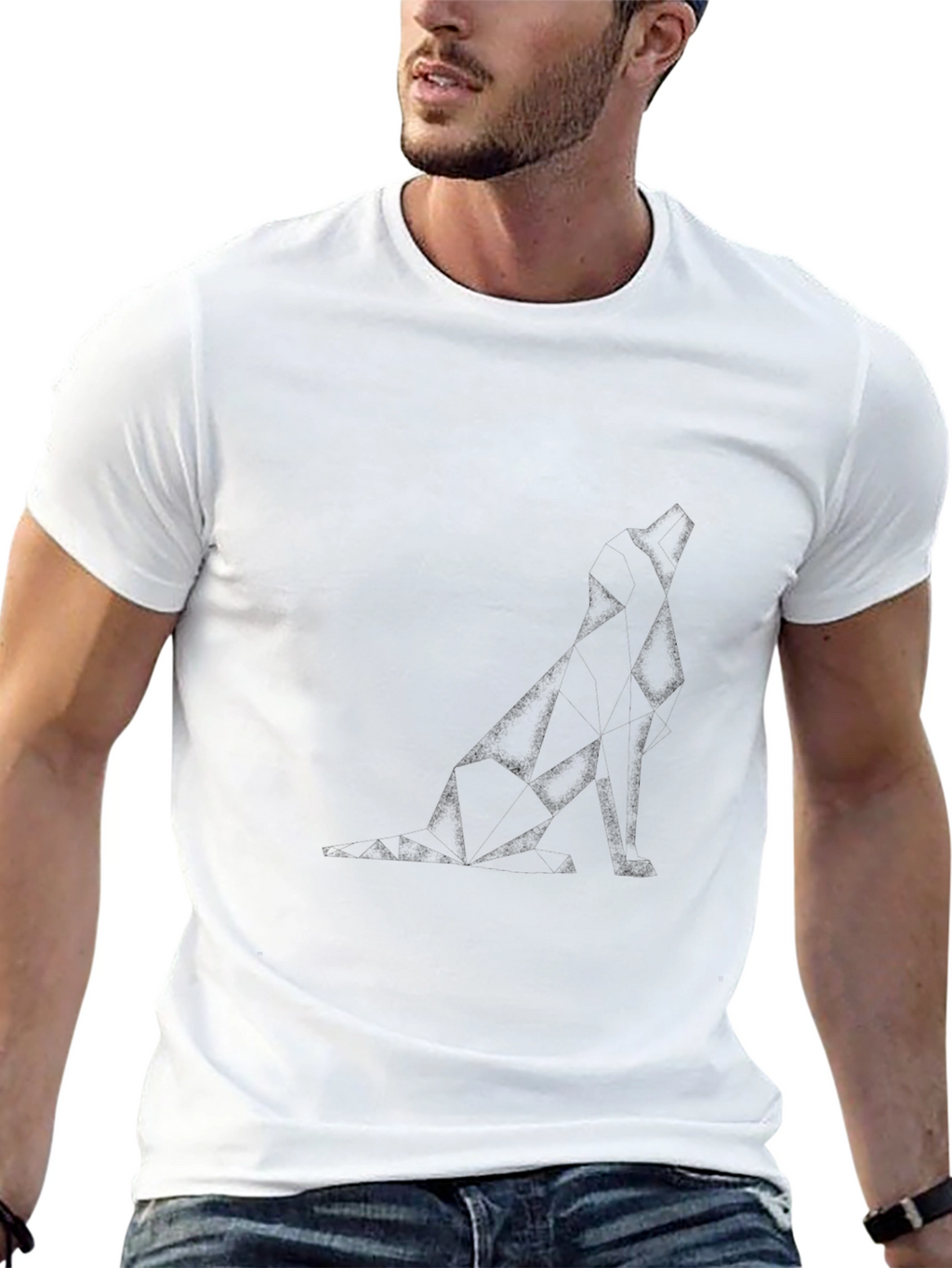 Geometric Dog Graphic Tee - Modern Black T-Shirt