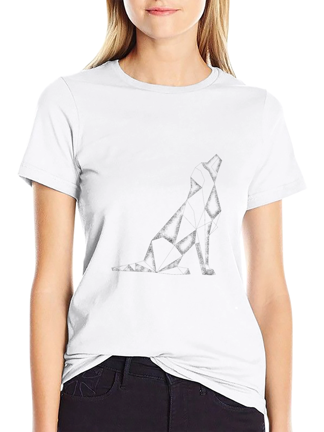 Geometric Dog Graphic Tee - Modern Black T-Shirt