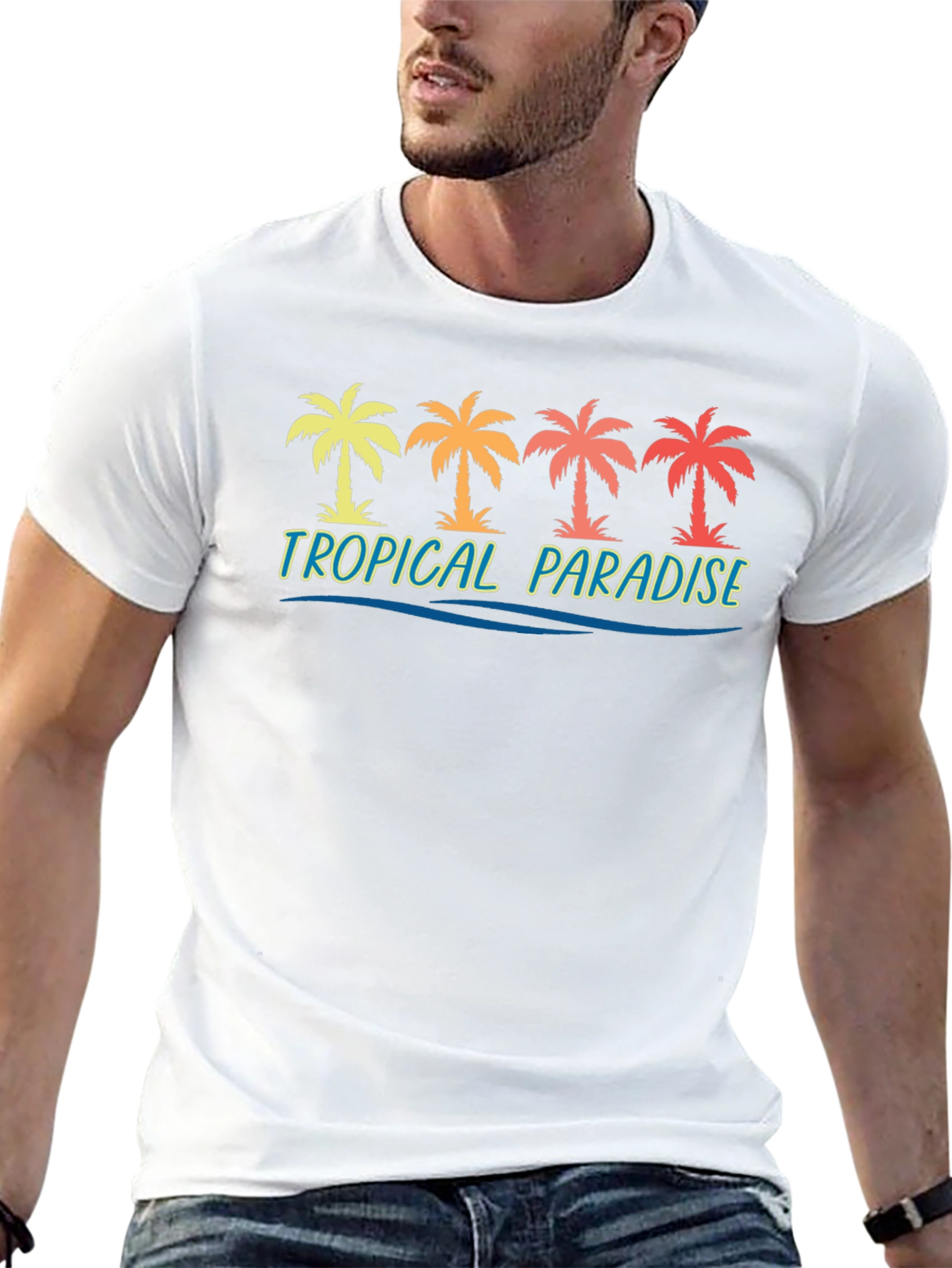 Tropical Paradise Palm Tree Graphic Tee