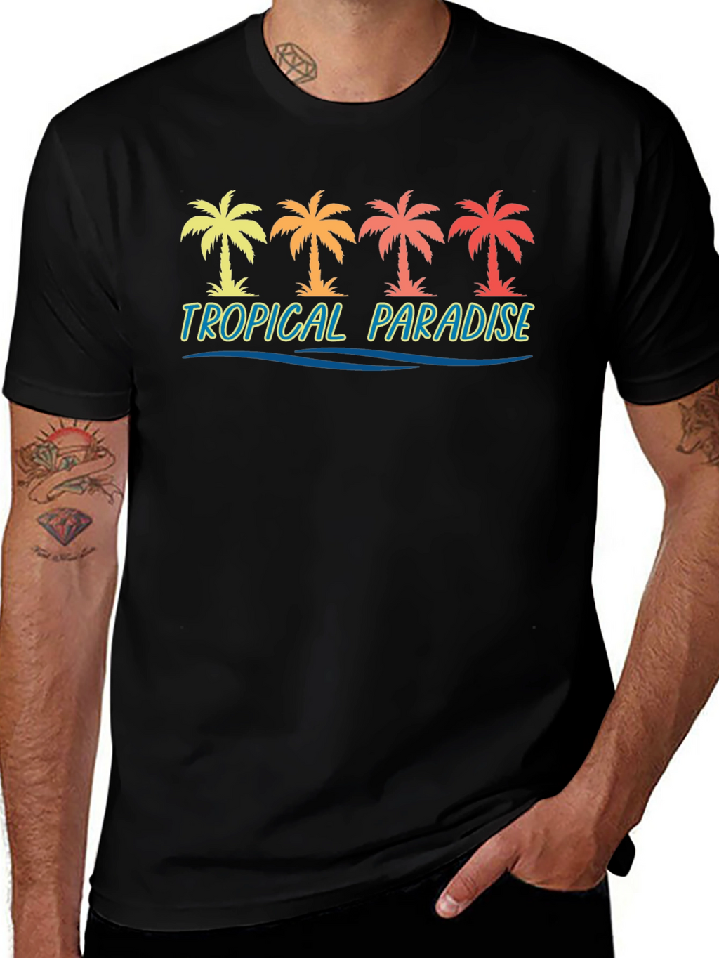 Tropical Paradise Palm Tree Graphic Tee
