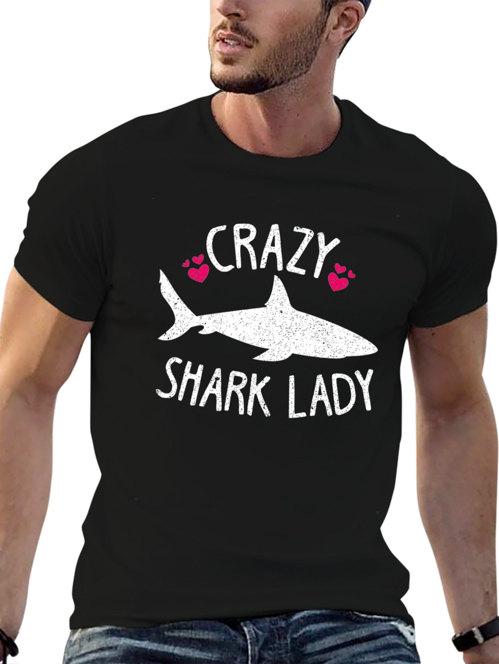 Crazy Shark Lady T-Shirt - Womens Novelty Tee
