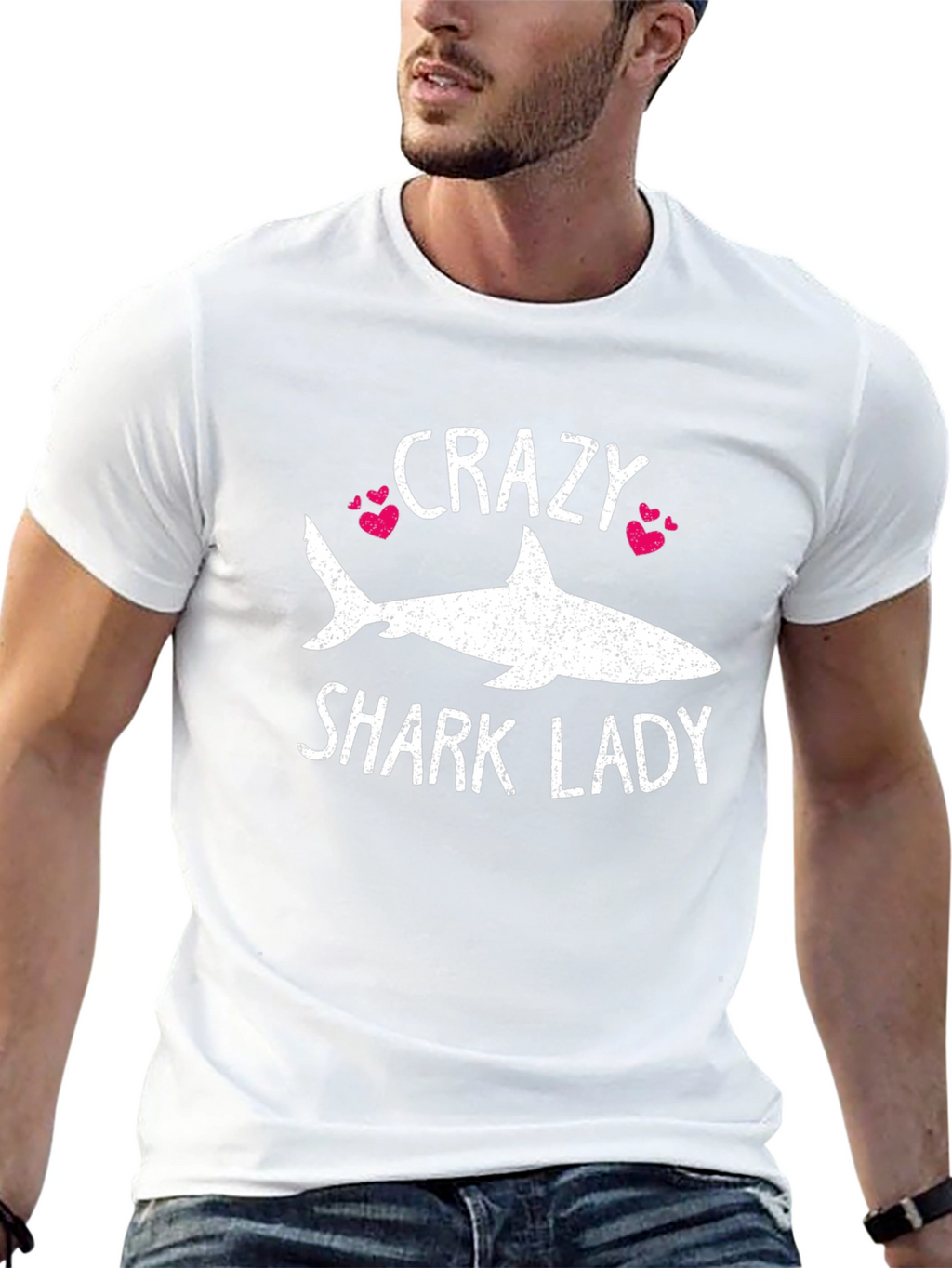 Crazy Shark Lady T-Shirt - Womens Novelty Tee