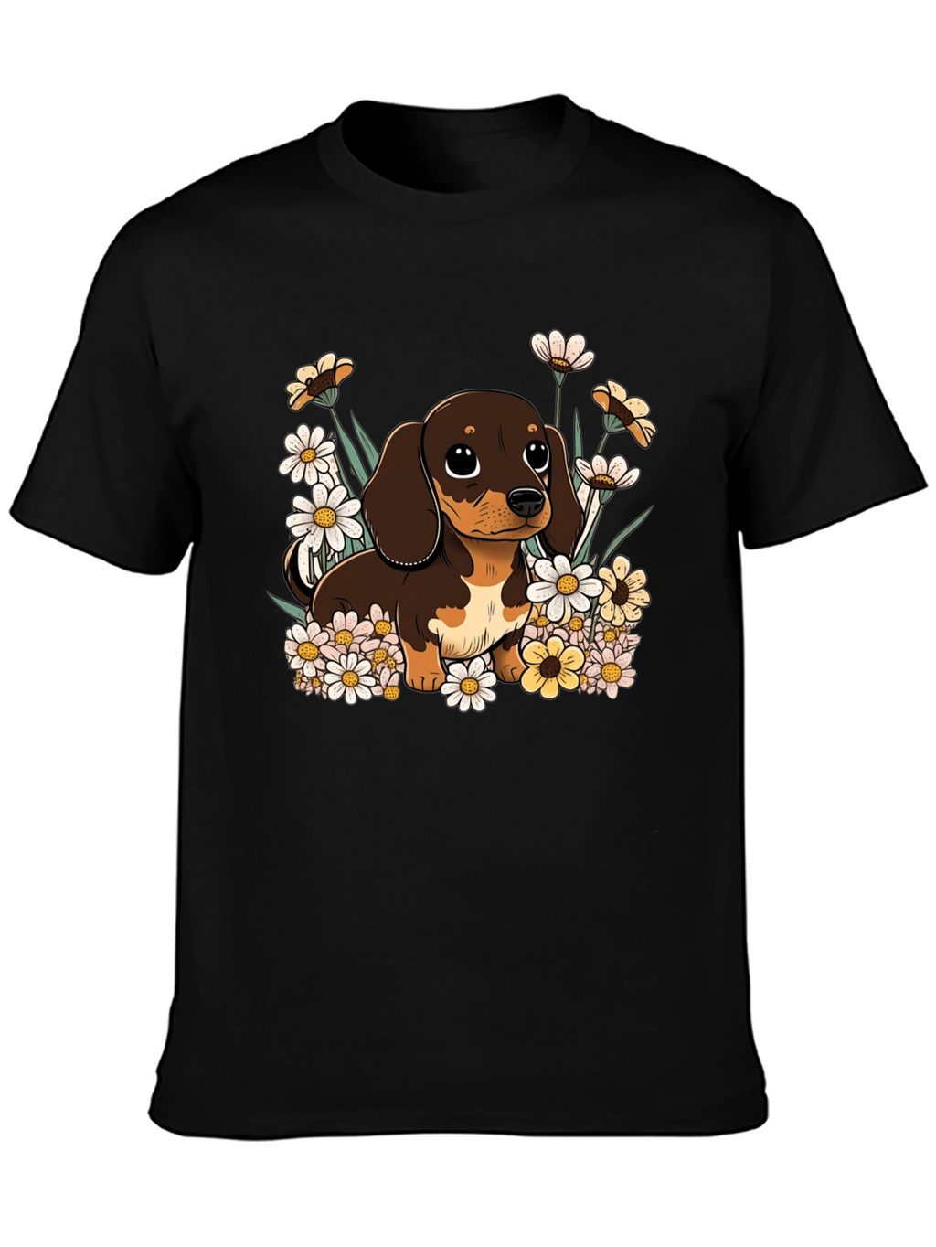Dachshund Flowers T-Shirt Cute Dog Tee