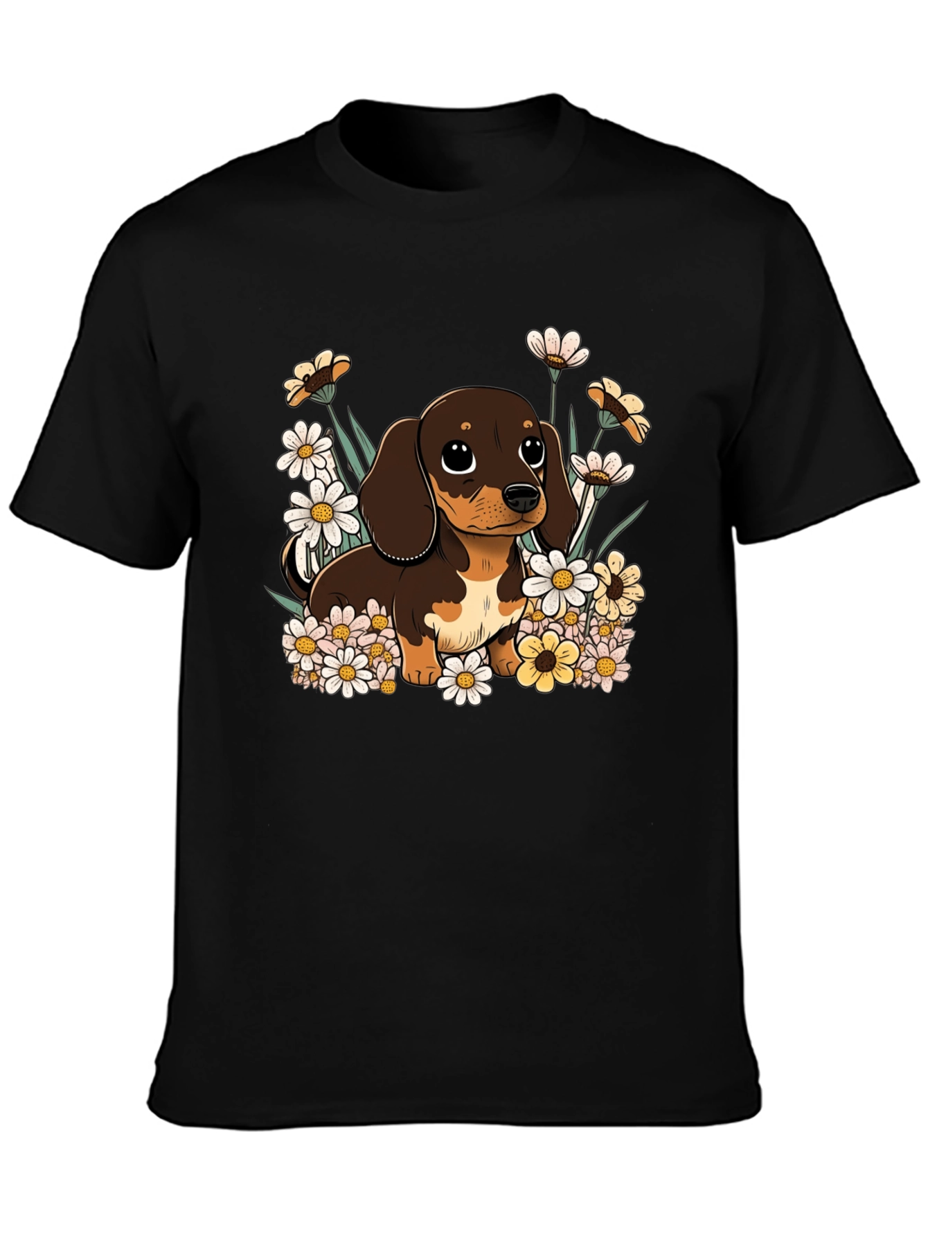 Dachshund Flowers T-Shirt Cute Dog Tee