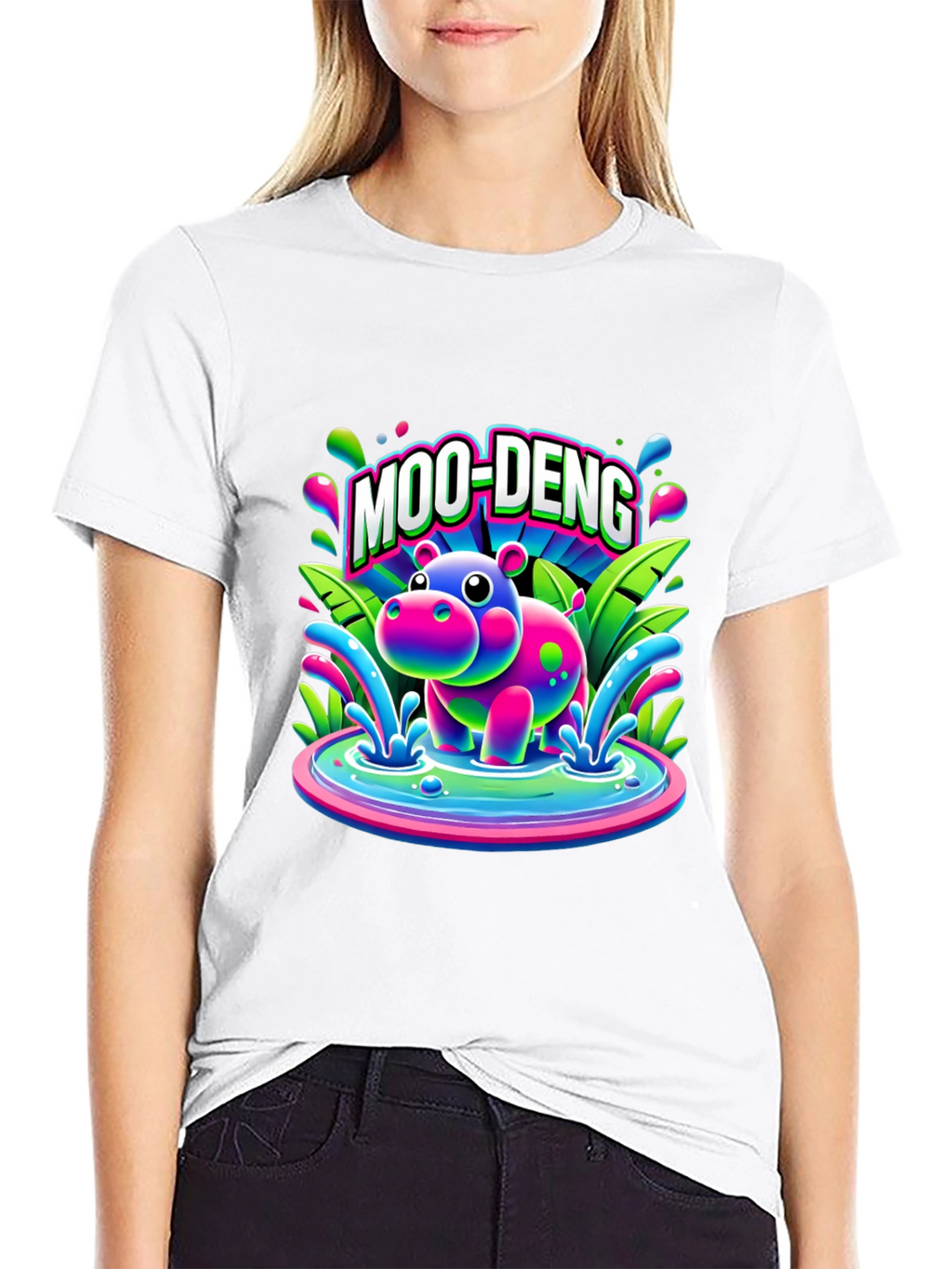 Moo-Deng Hippo Graphic T-Shirt