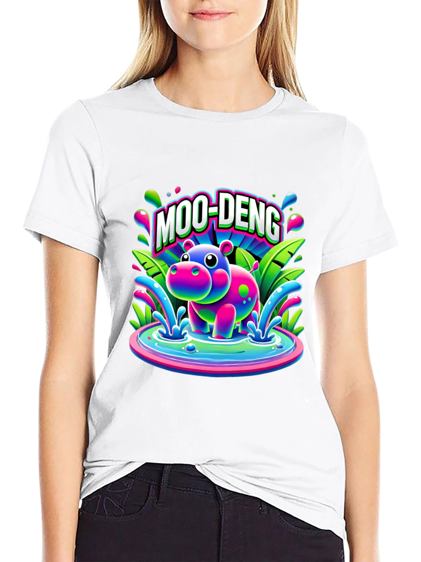 Moo-Deng Hippo Graphic T-Shirt