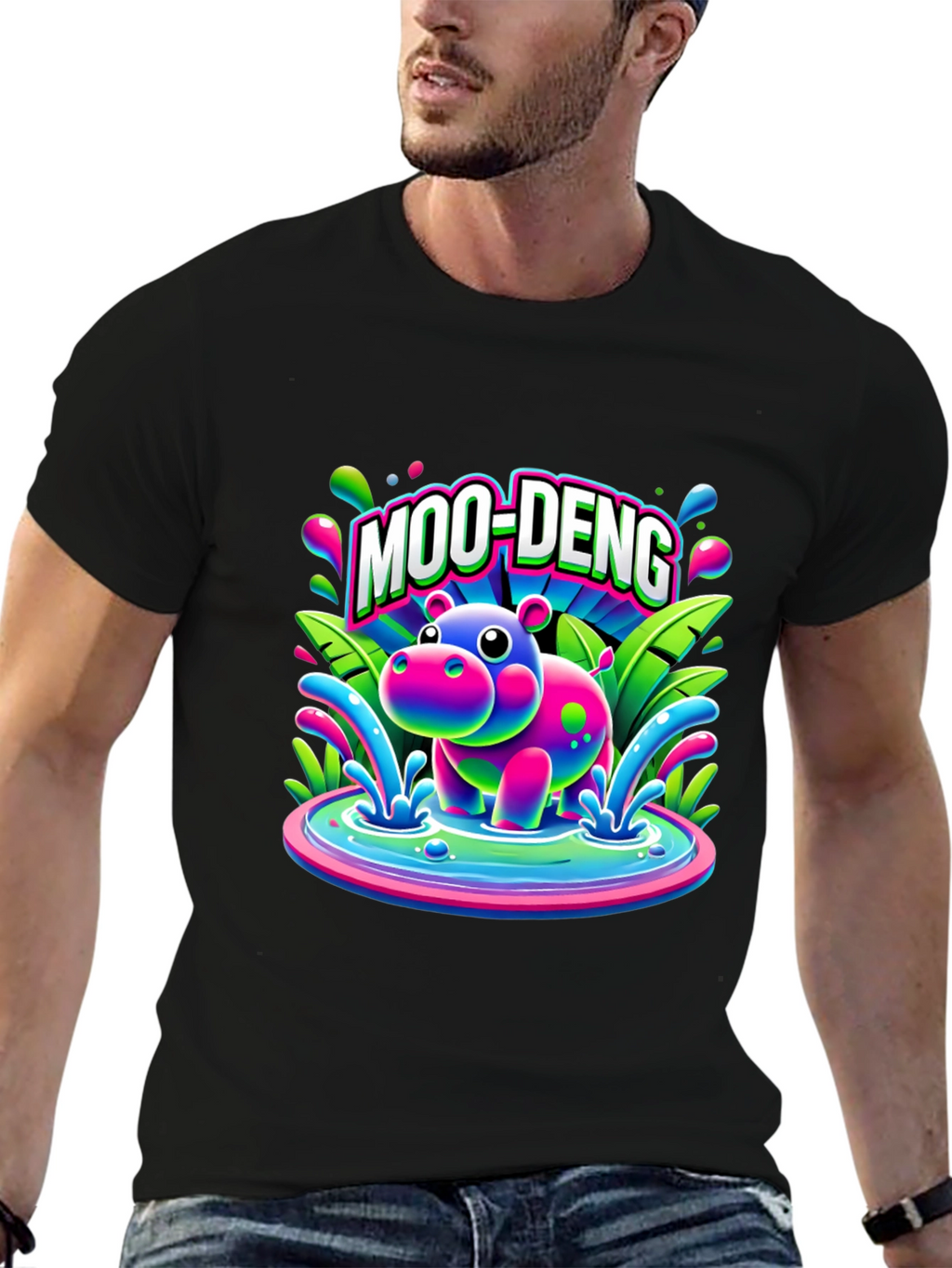 Moo-Deng Hippo Graphic T-Shirt