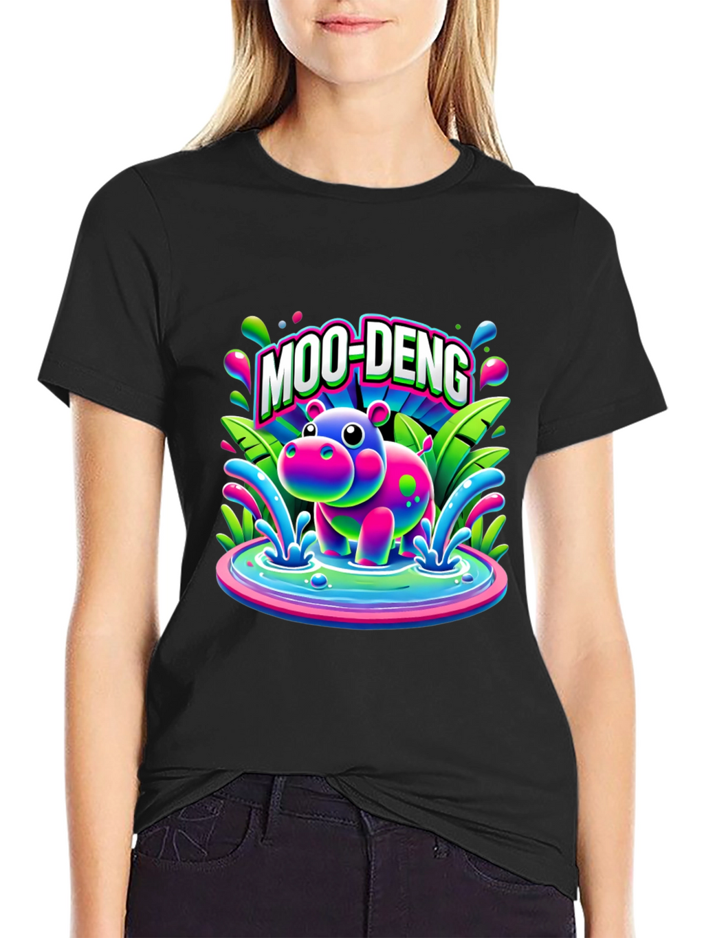 Moo-Deng Hippo Graphic T-Shirt