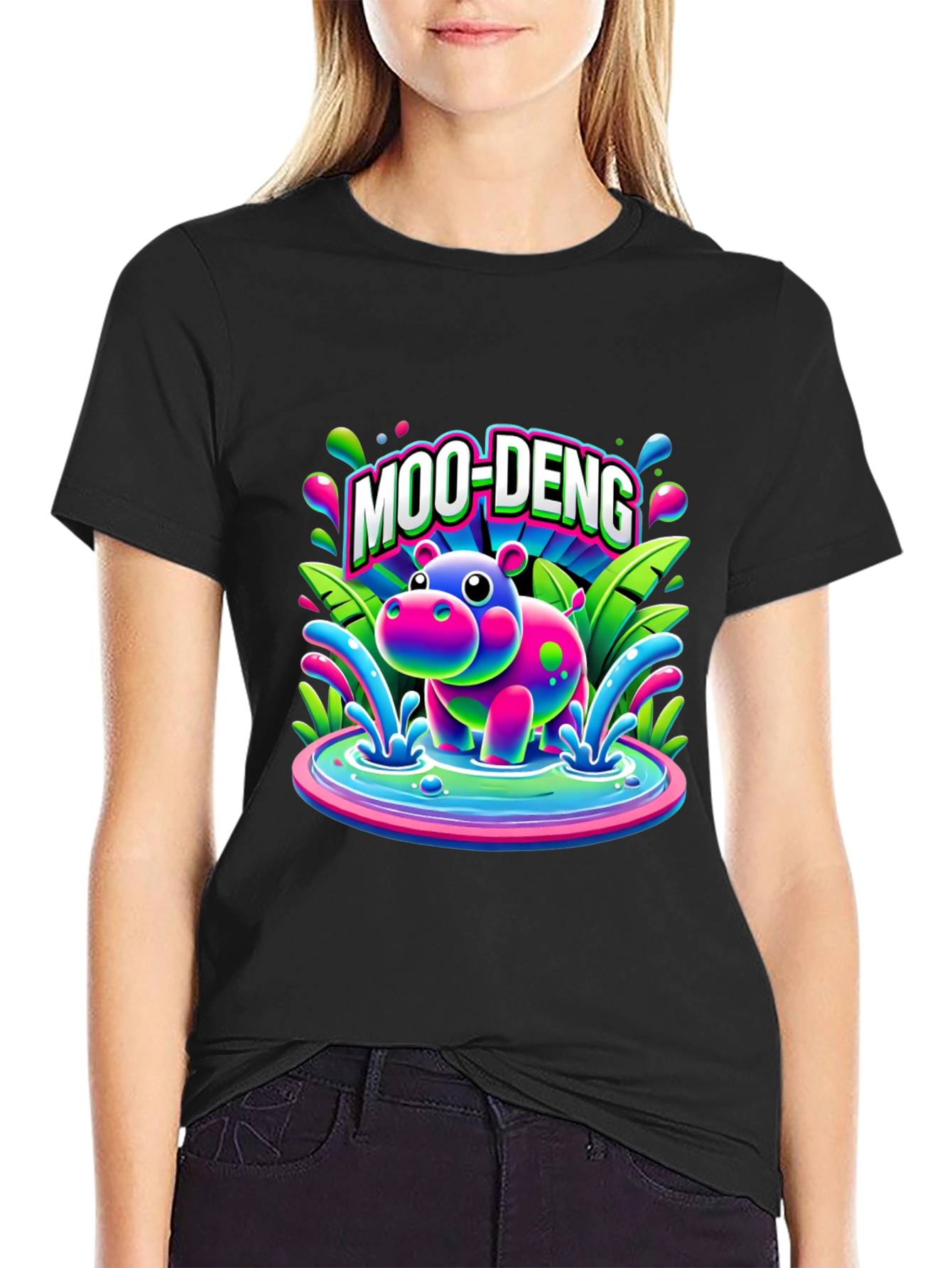 Moo-Deng Hippo Graphic T-Shirt