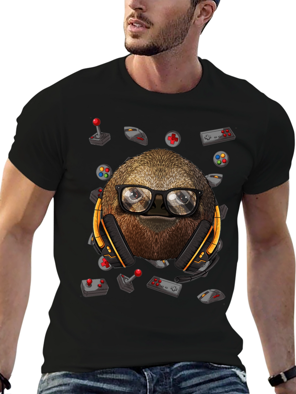Gamer Sloth T-Shirt - Playful Graphic Tee