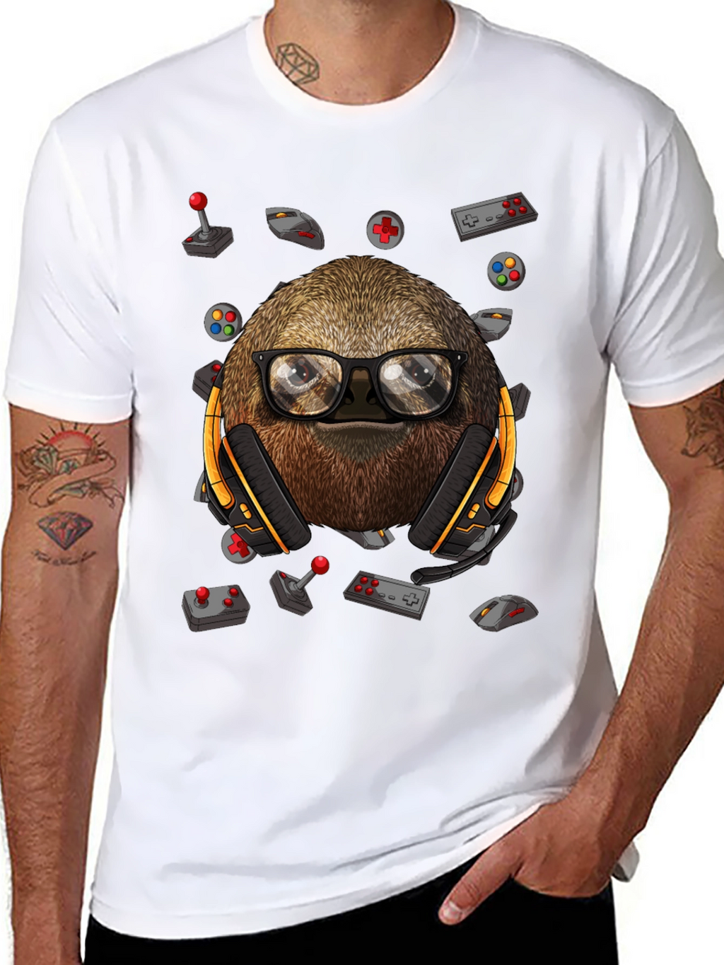 Gamer Sloth T-Shirt - Playful Graphic Tee
