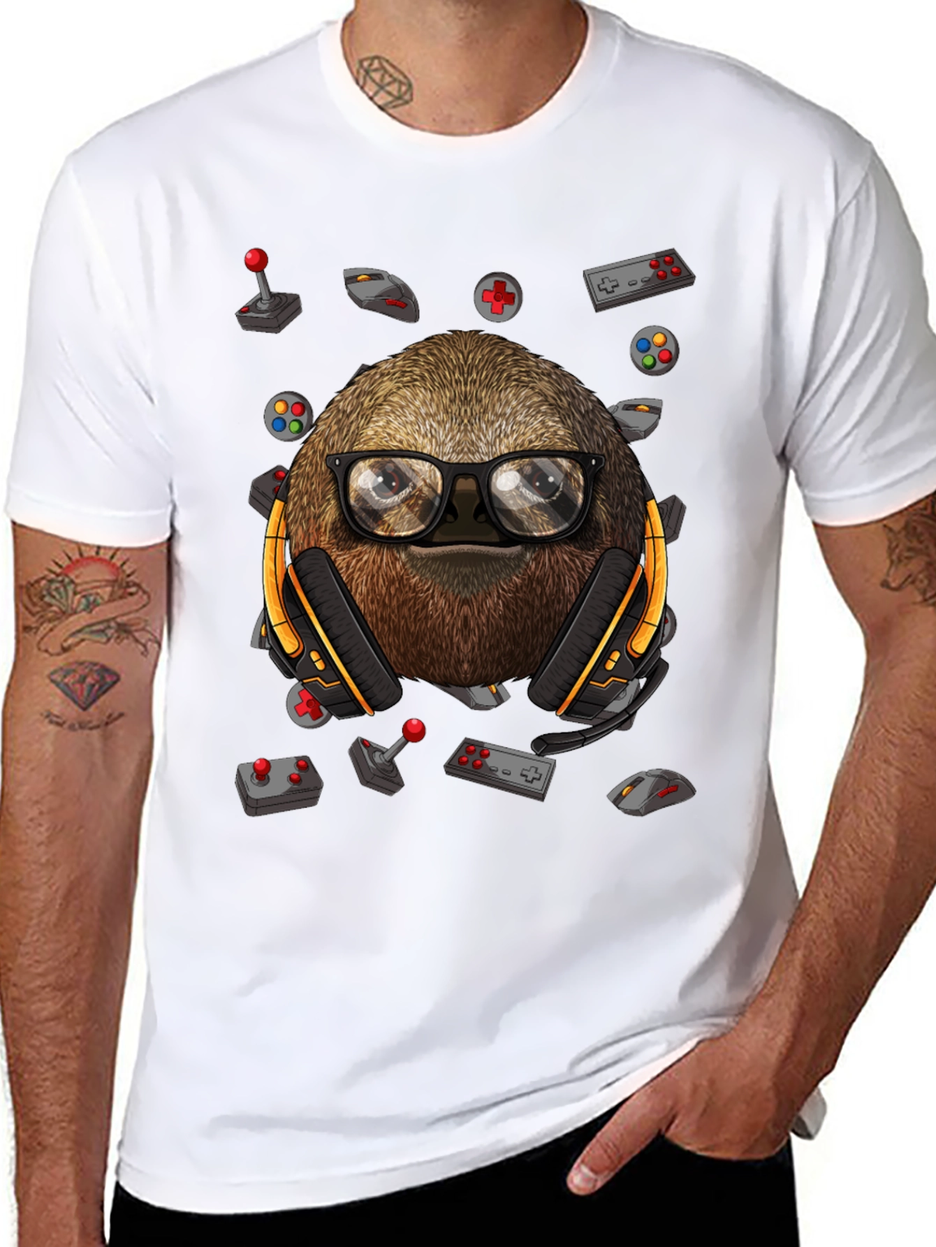 Gamer Sloth T-Shirt - Playful Graphic Tee