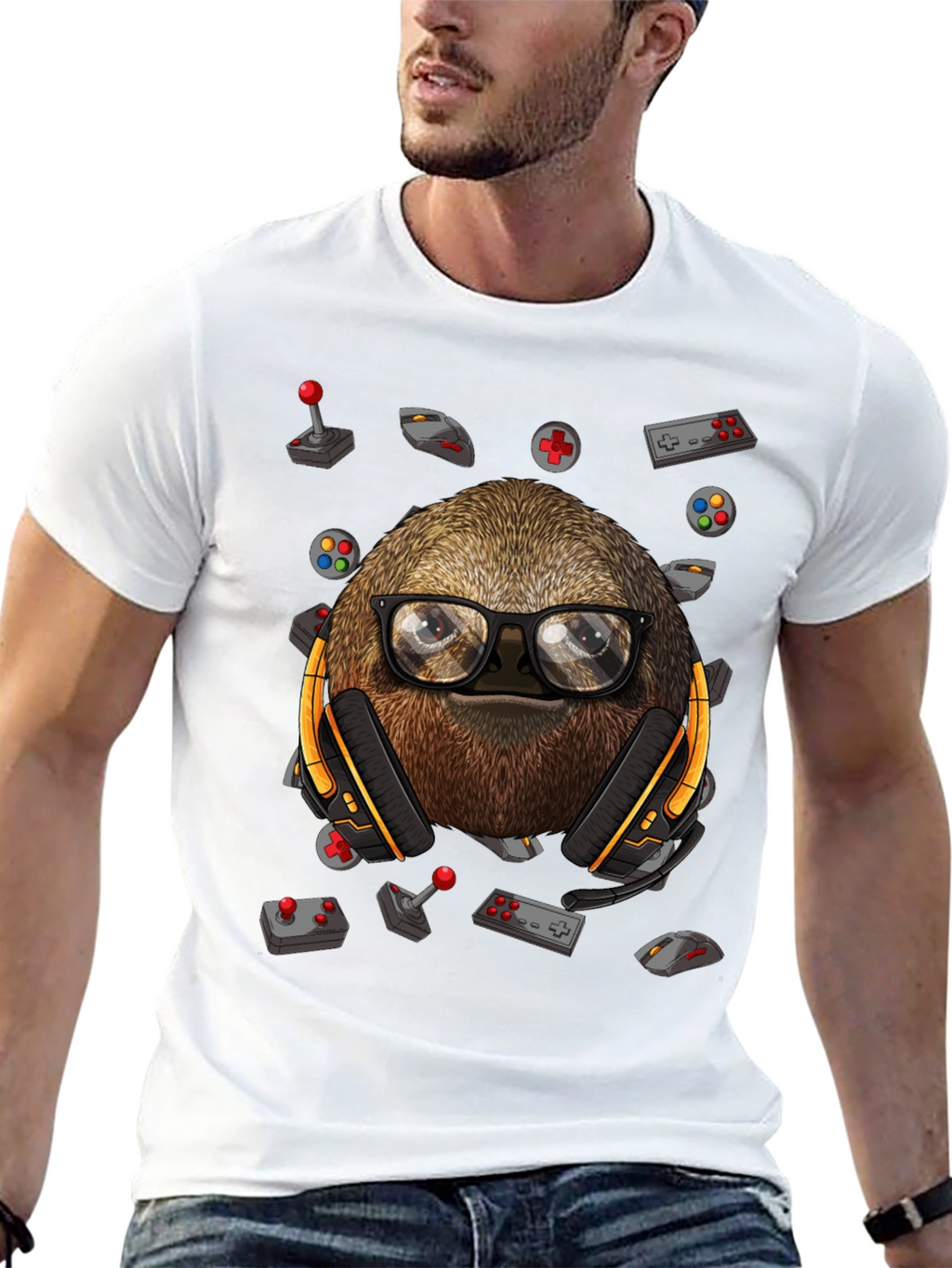 Gamer Sloth T-Shirt - Playful Graphic Tee