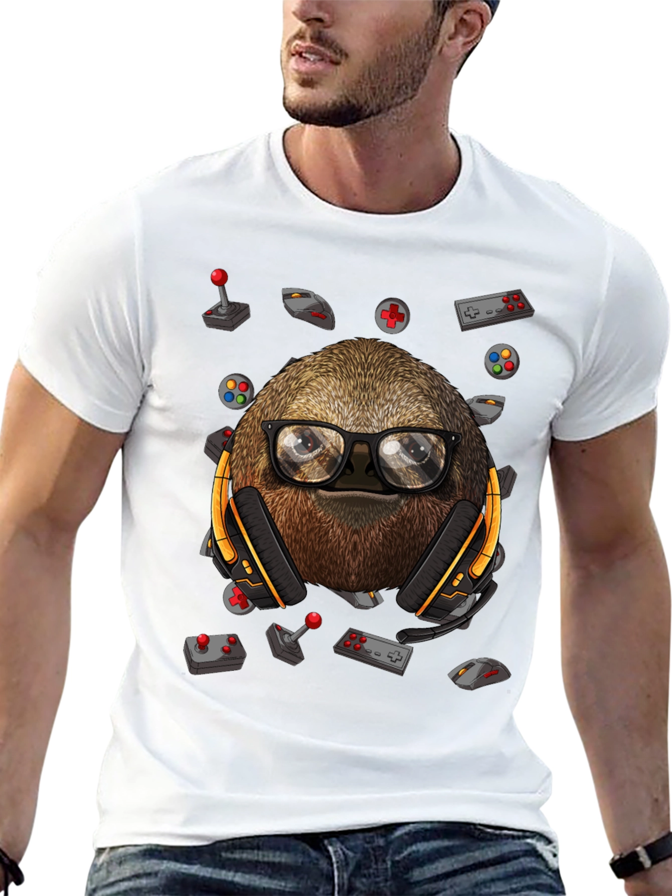 Gamer Sloth T-Shirt - Playful Graphic Tee