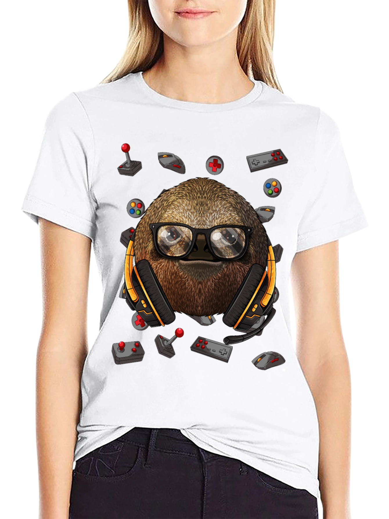 Gamer Sloth T-Shirt - Playful Graphic Tee