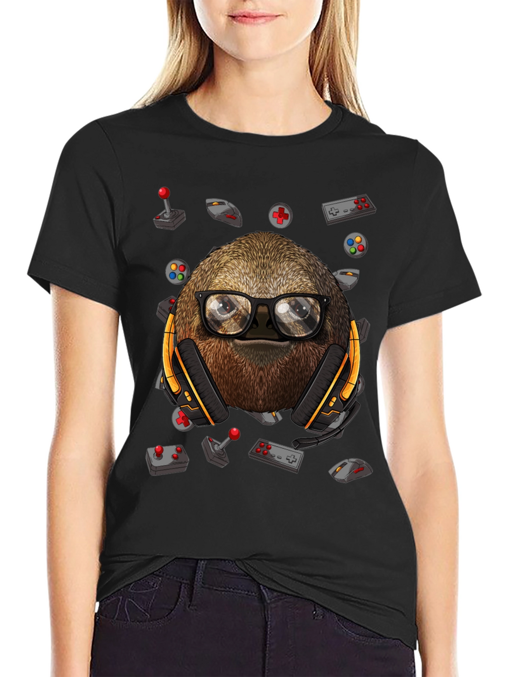 Gamer Sloth T-Shirt - Playful Graphic Tee