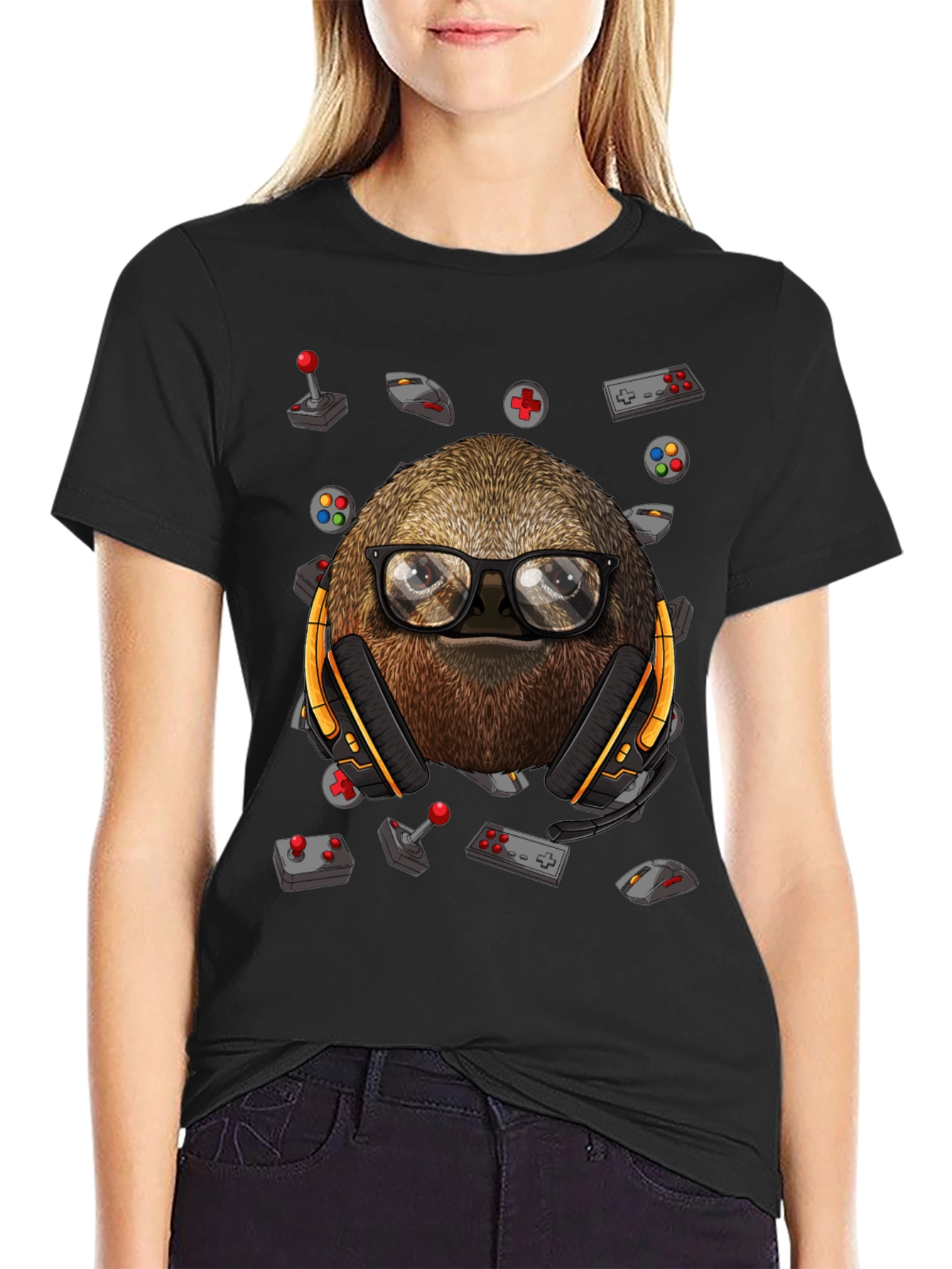 Gamer Sloth T-Shirt - Playful Graphic Tee