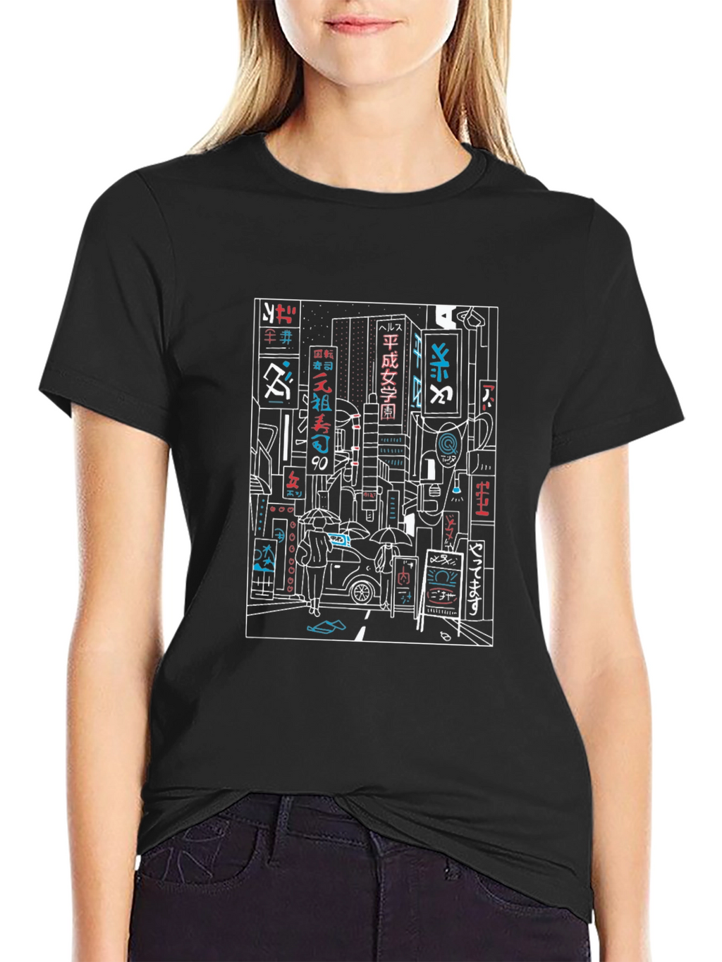 Neon Cityscape Graphic Tee - Urban Style T-Shirt