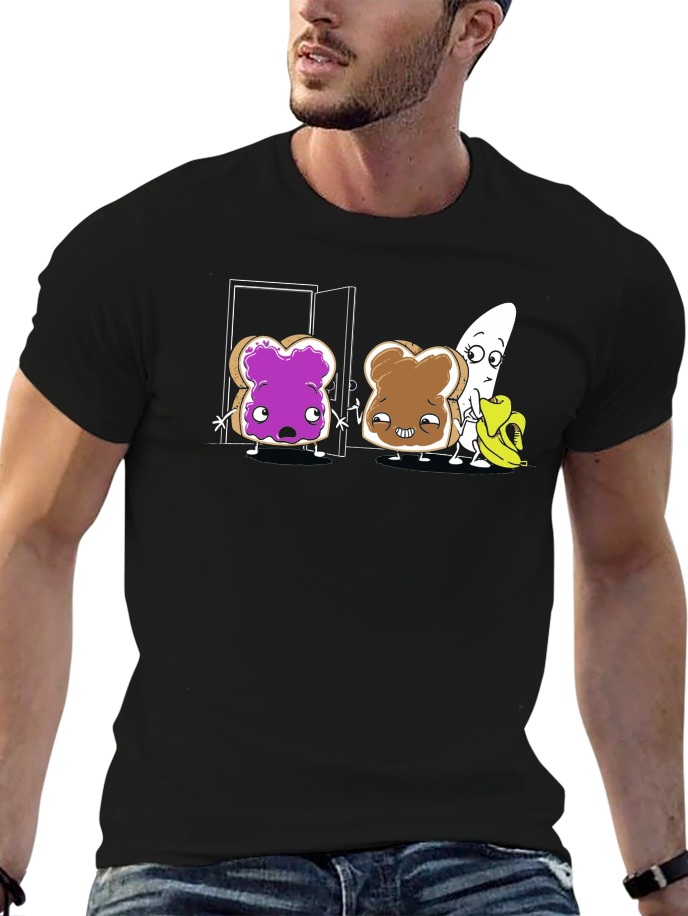 Funny Toast & Banana Cartoon T-Shirt