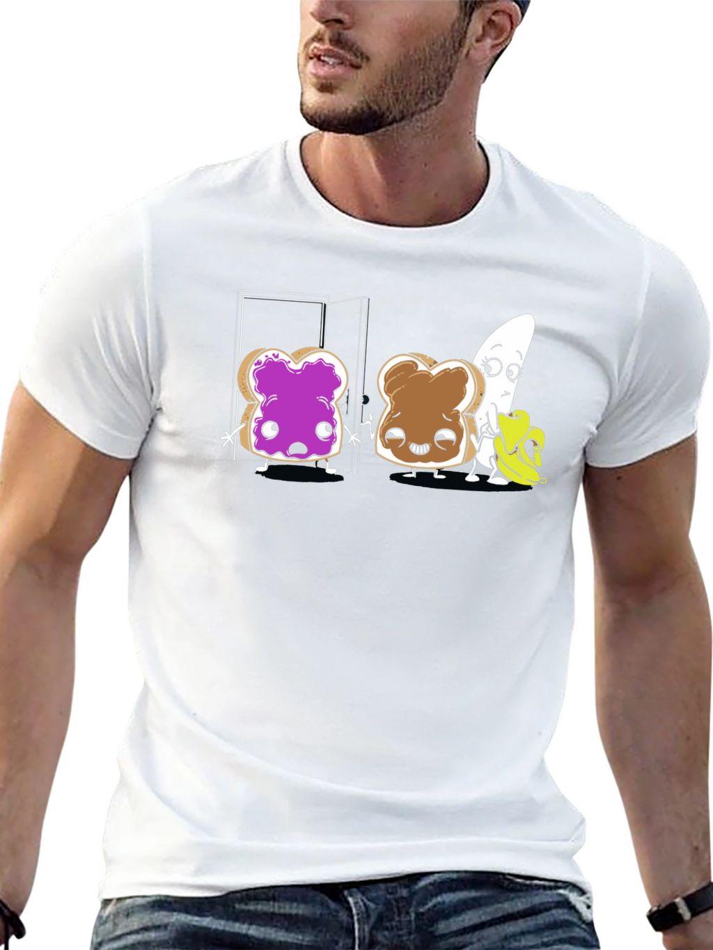 Funny Toast & Banana Cartoon T-Shirt