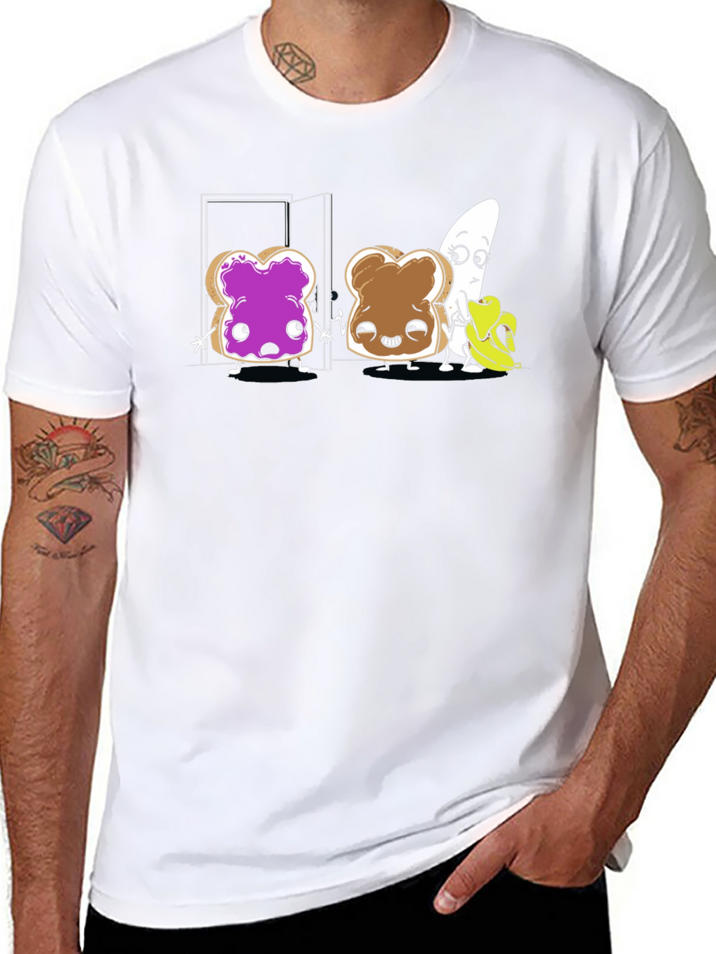 Funny Toast & Banana Cartoon T-Shirt