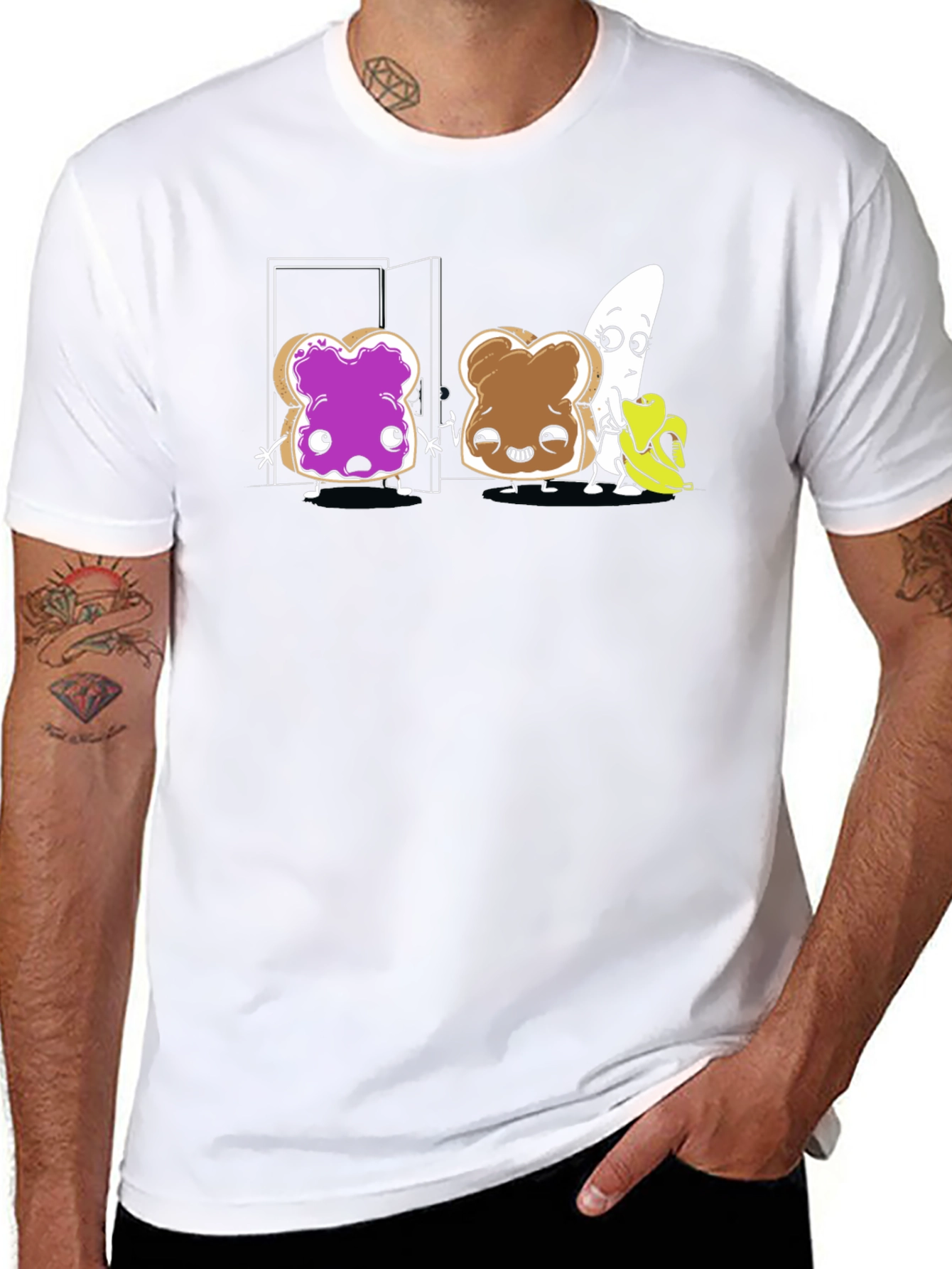Funny Toast & Banana Cartoon T-Shirt