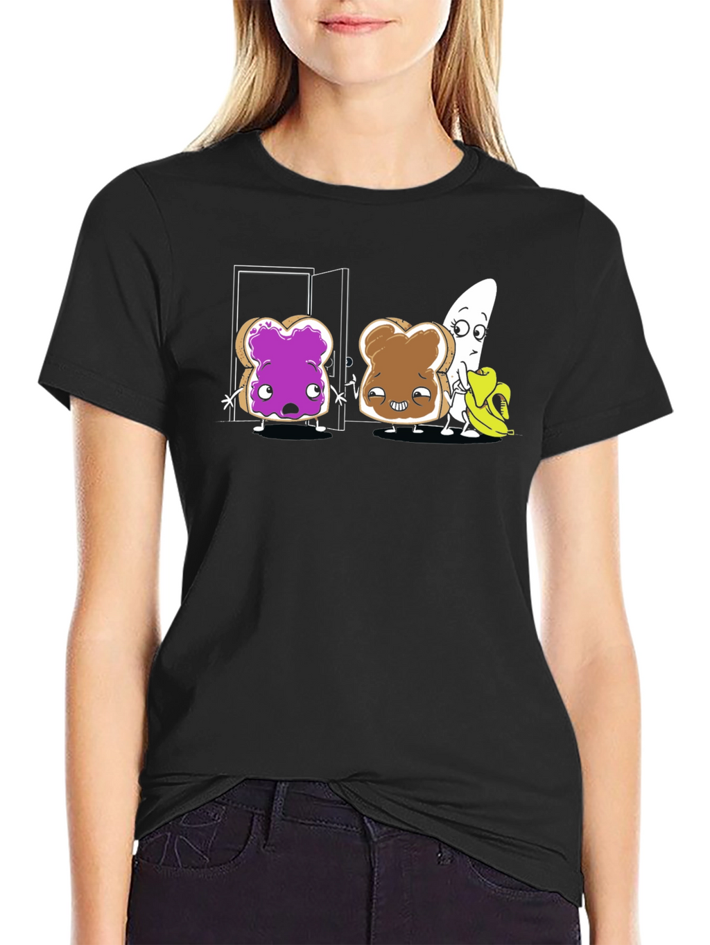 Funny Toast & Banana Cartoon T-Shirt
