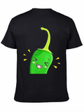 Kawaii Green Pepper Black T-Shirt
