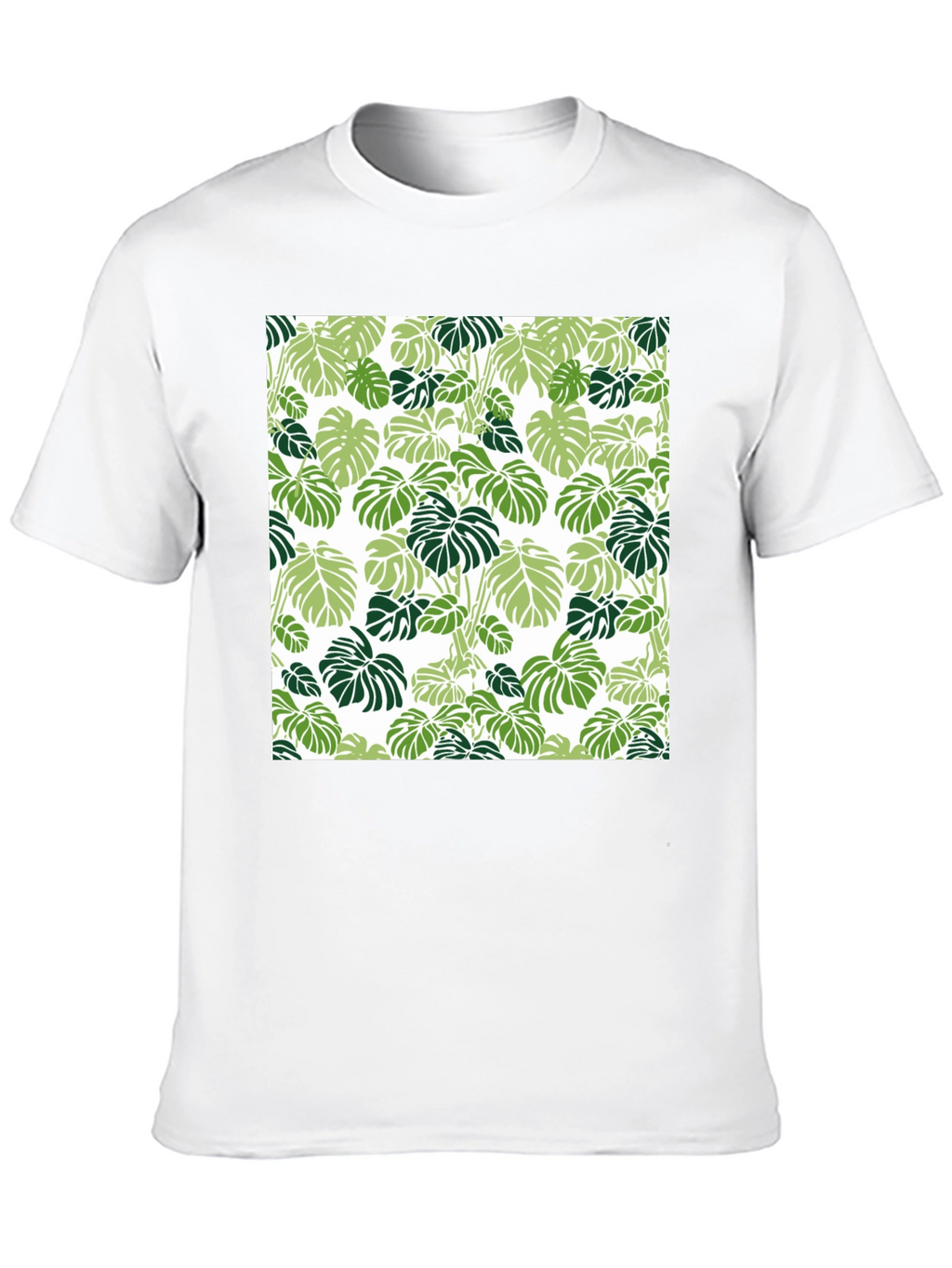 Trendy Tropical Leaf Pattern Black T-Shirt