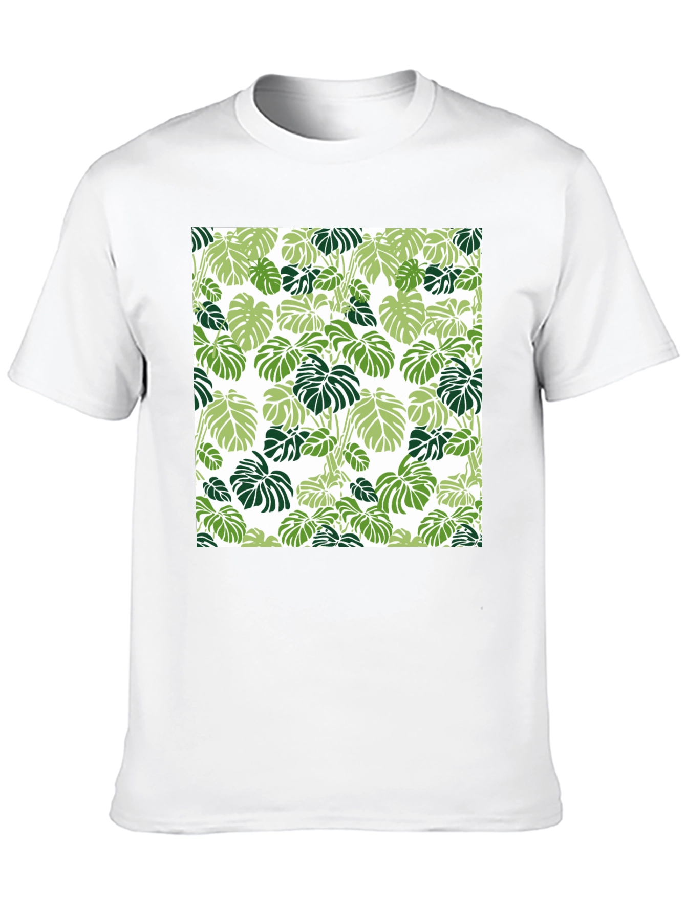 Trendy Tropical Leaf Pattern Black T-Shirt