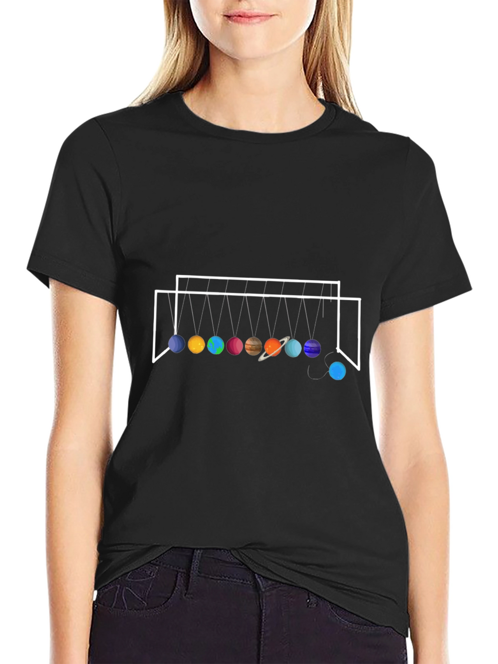 Planetary Newtons Cradle Black T-Shirt