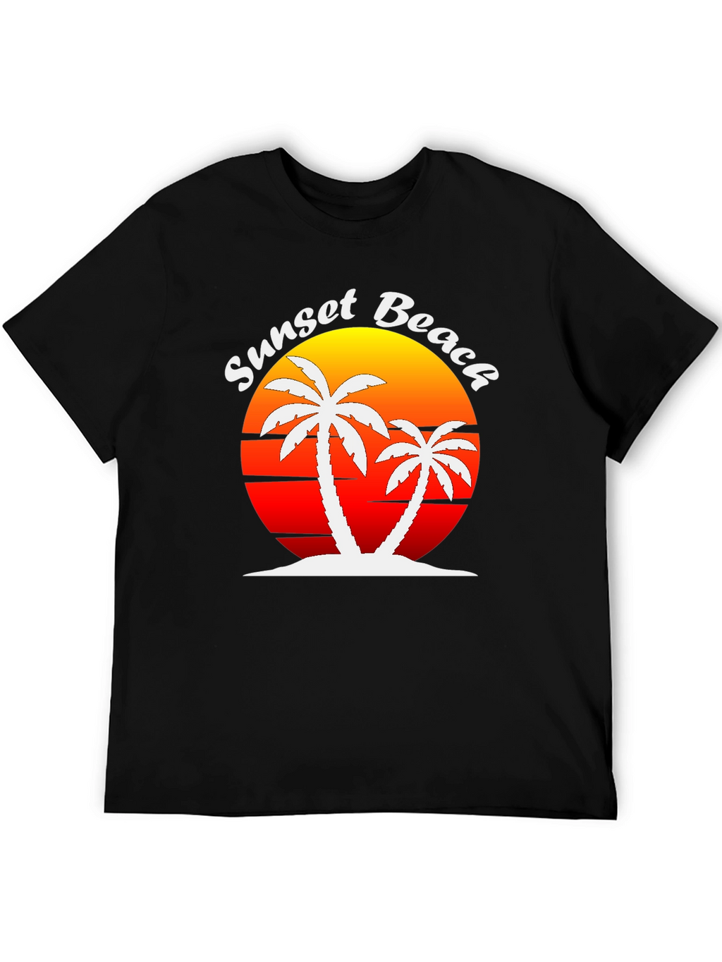 Sunset Beach Palm Tree Graphic T-Shirt