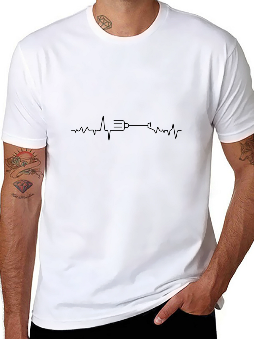 Fork Heartbeat Graphic Tee - Black Crew Neck