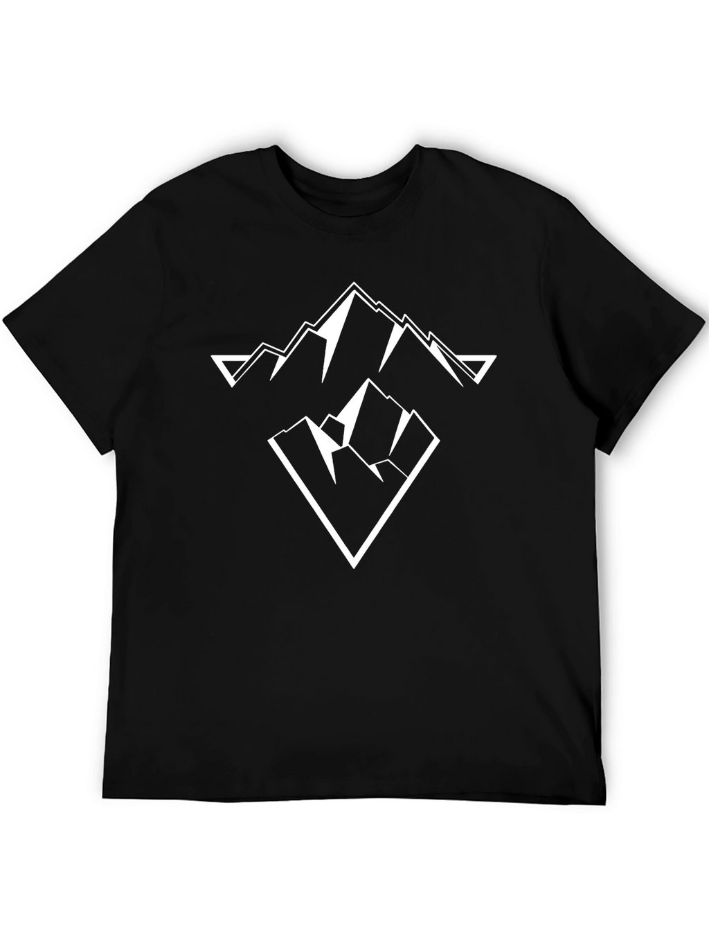 Geometric Mountain Peak Graphic Tee - Black