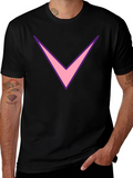 Mens Black T-Shirt with Pink Chevron Design