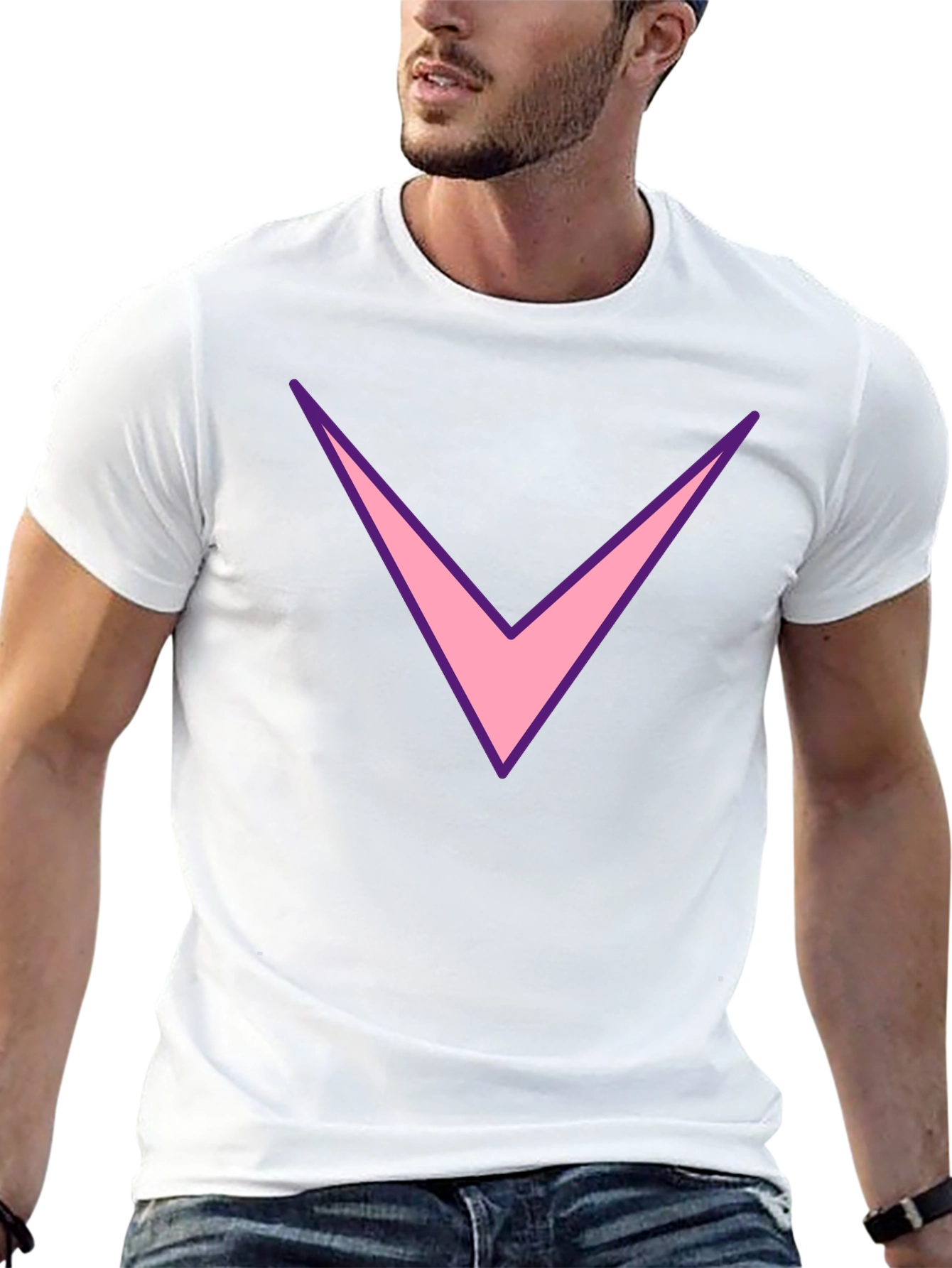Mens Black T-Shirt with Pink Chevron Design