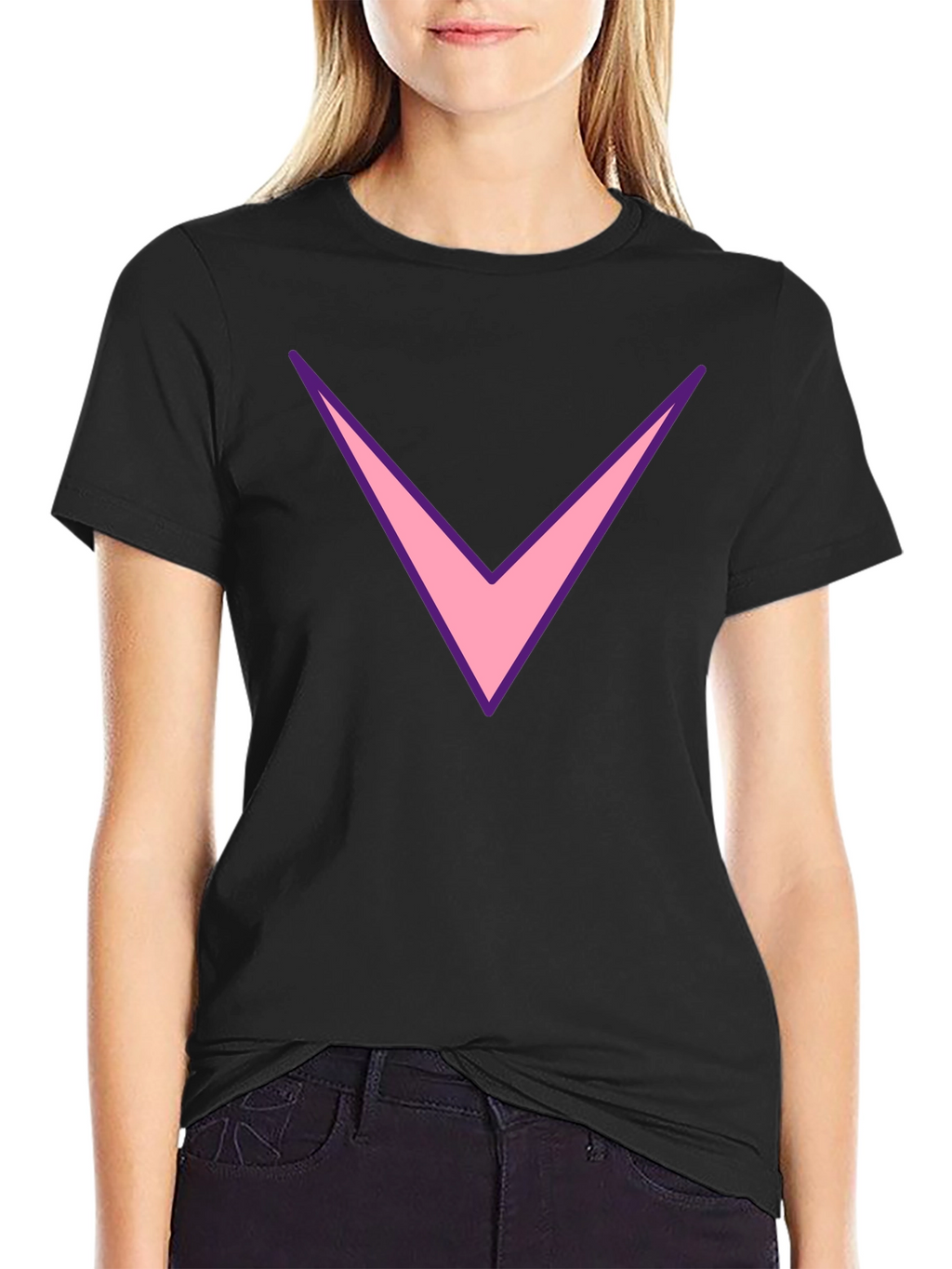 Mens Black T-Shirt with Pink Chevron Design