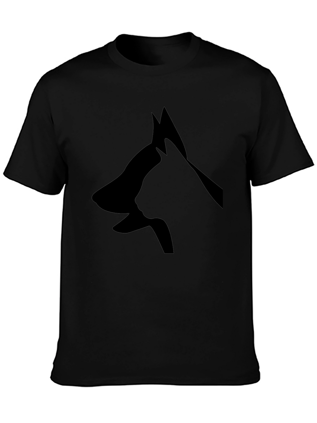 Dog & Cat Silhouette Graphic Black T-Shirt