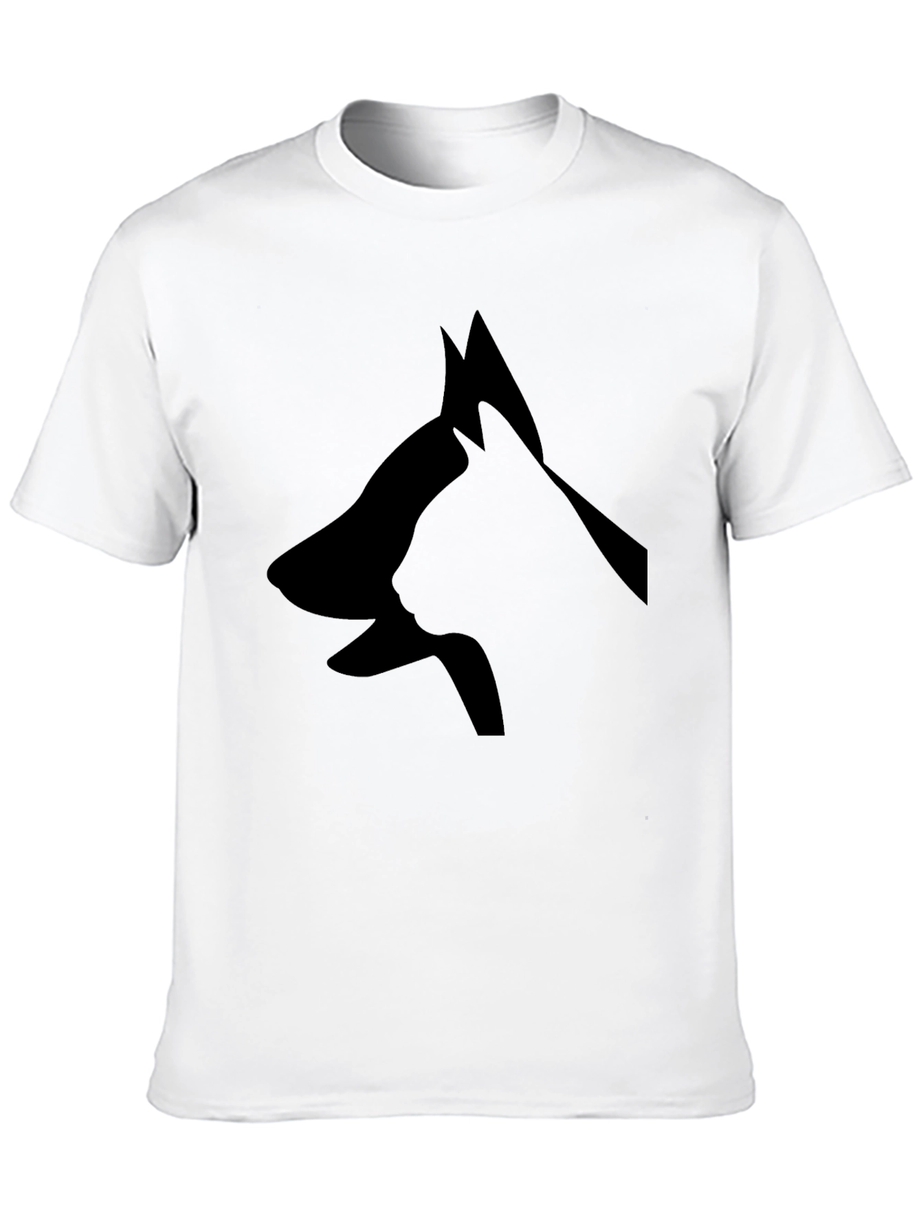 Dog & Cat Silhouette Graphic Black T-Shirt